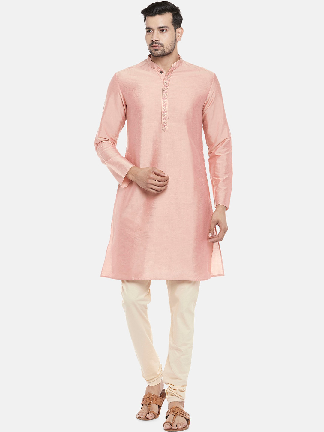 

indus route by Pantaloons Men Pink Kurta