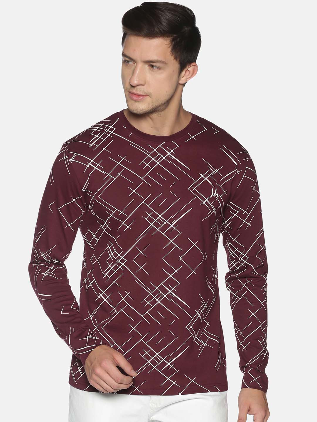 

UrGear Men Maroon Printed Round Neck Pure Cotton T-shirt