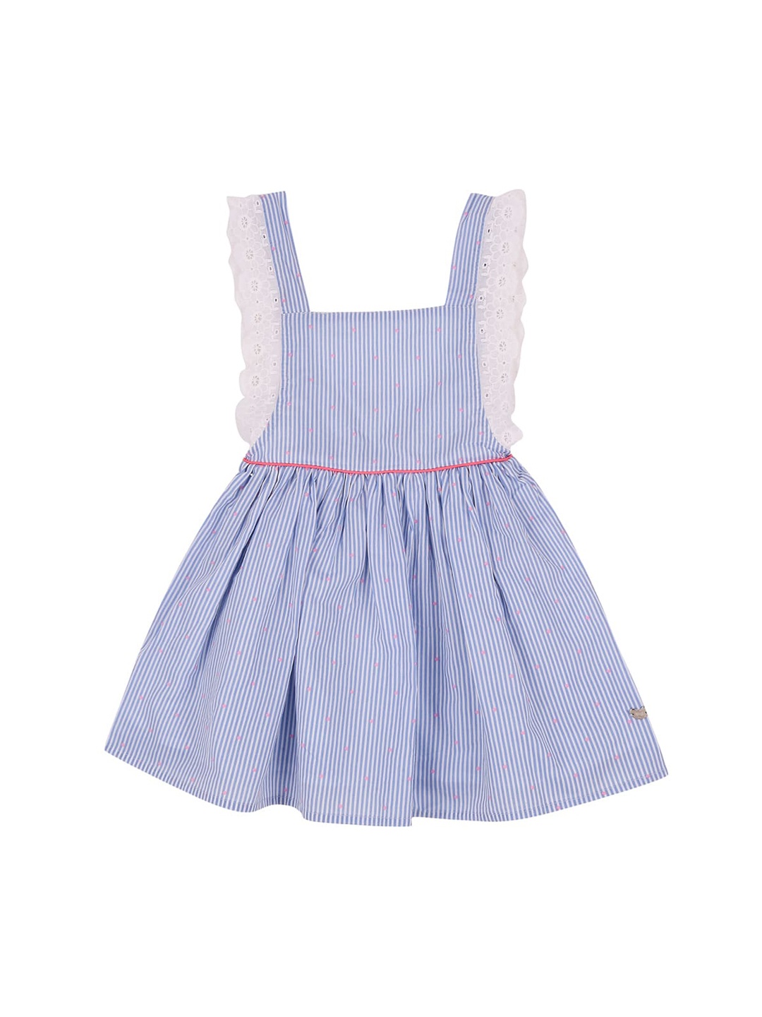 

Ed-a-Mamma Girls Blue Striped Cotton Fit and Flare Sustainable Dress