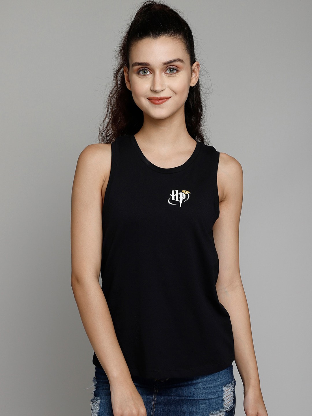 

Free Authority Black Harry Potter Printed Pure Cotton Regular Top