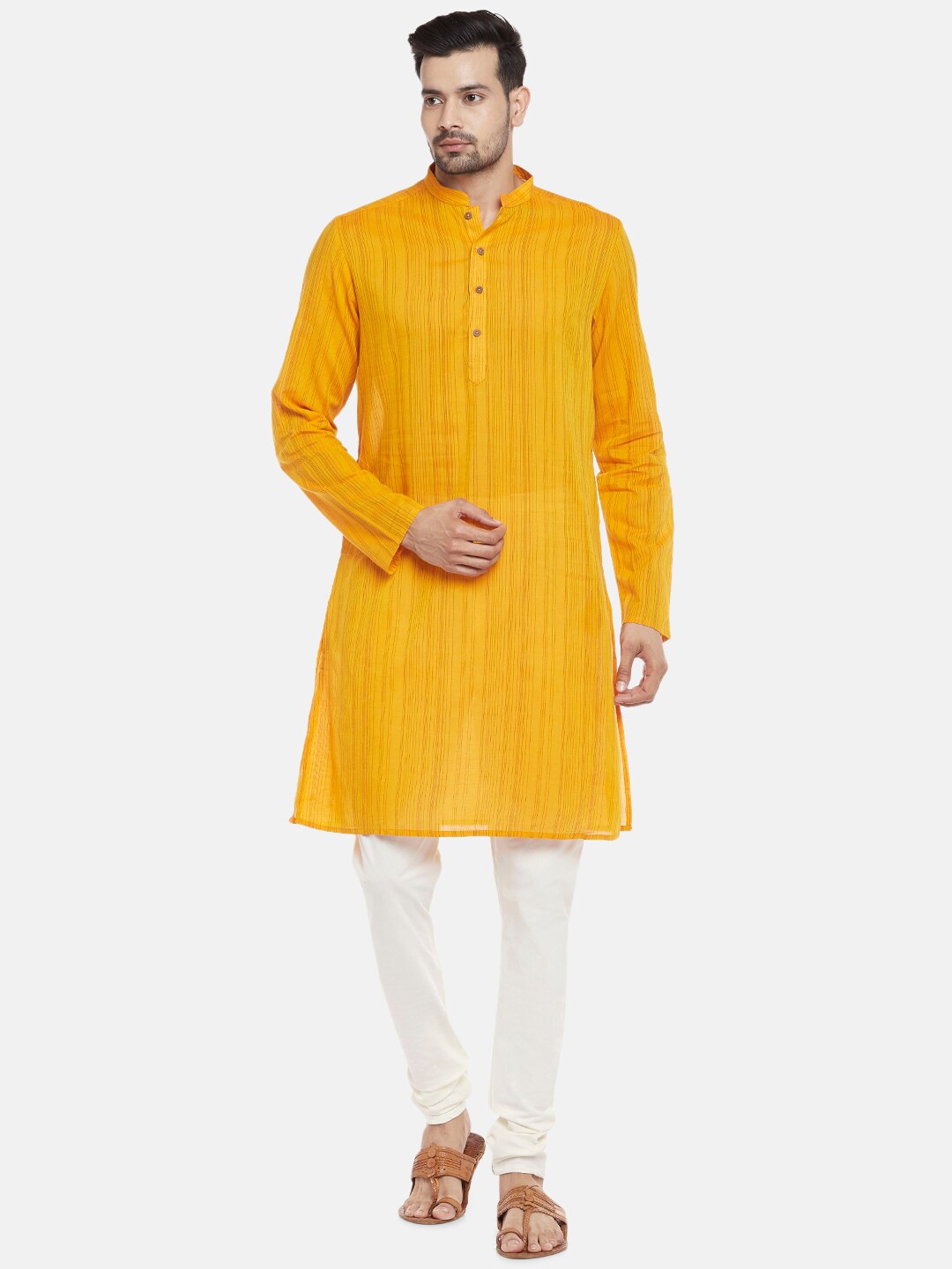 

indus route by Pantaloons Men Mustard Kurta