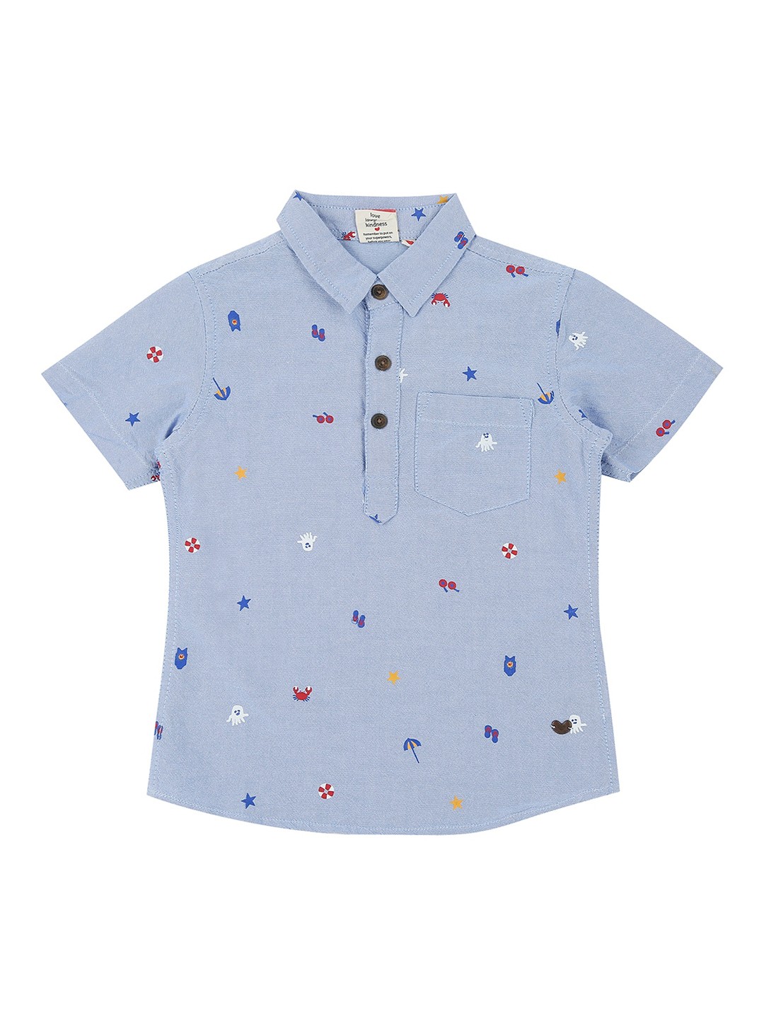 

Ed-a-Mamma Boys Blue & Red Printed Casual Cotton Shirt