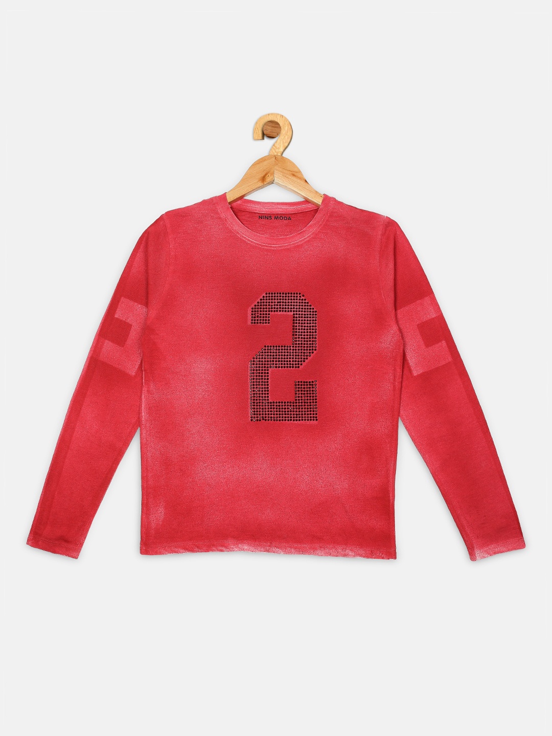 

Nins Moda Boys Red Printed Round Neck T-shirt