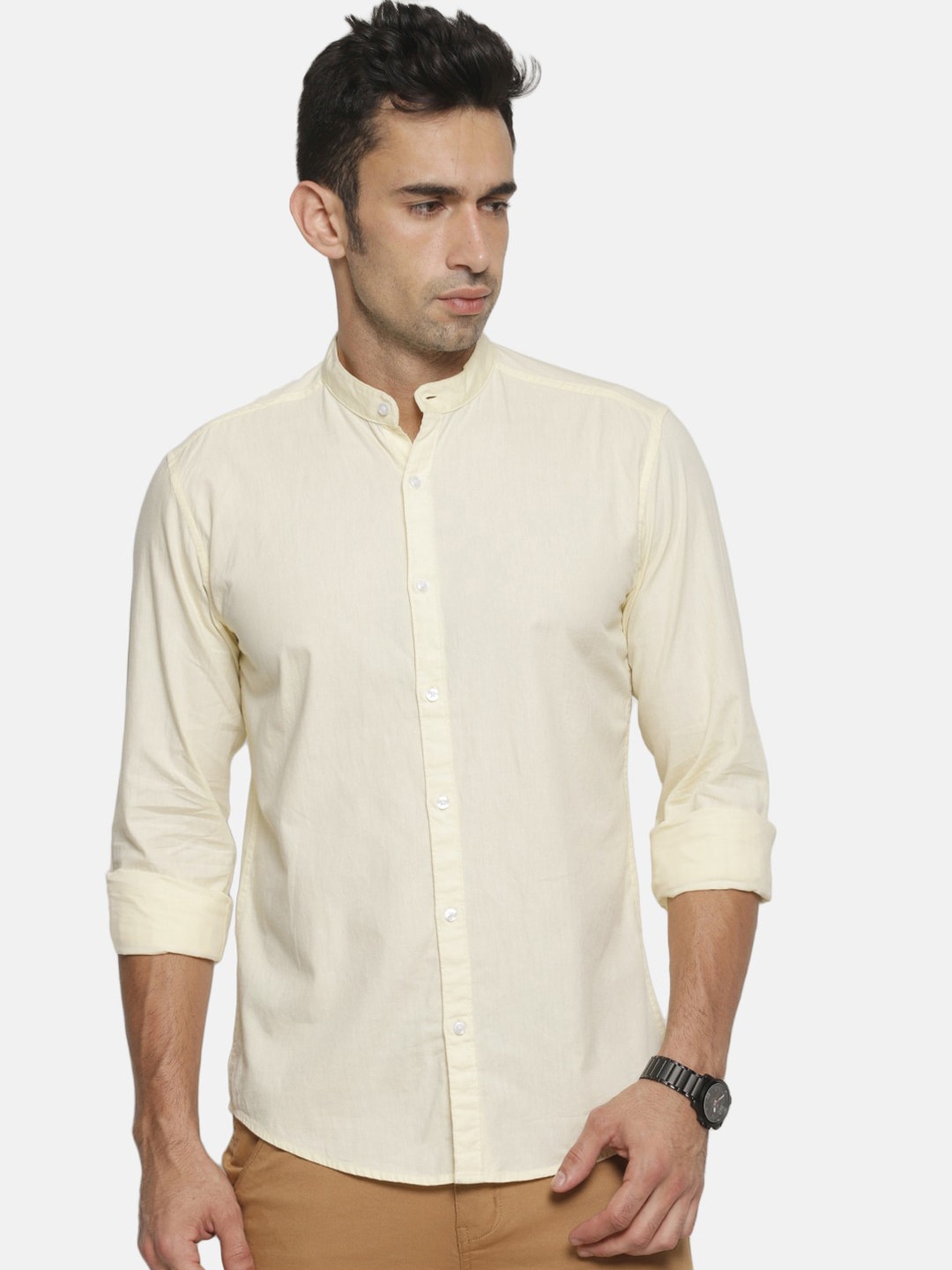 

IVOC Men Yellow Slim Fit Solid Casual Shirt