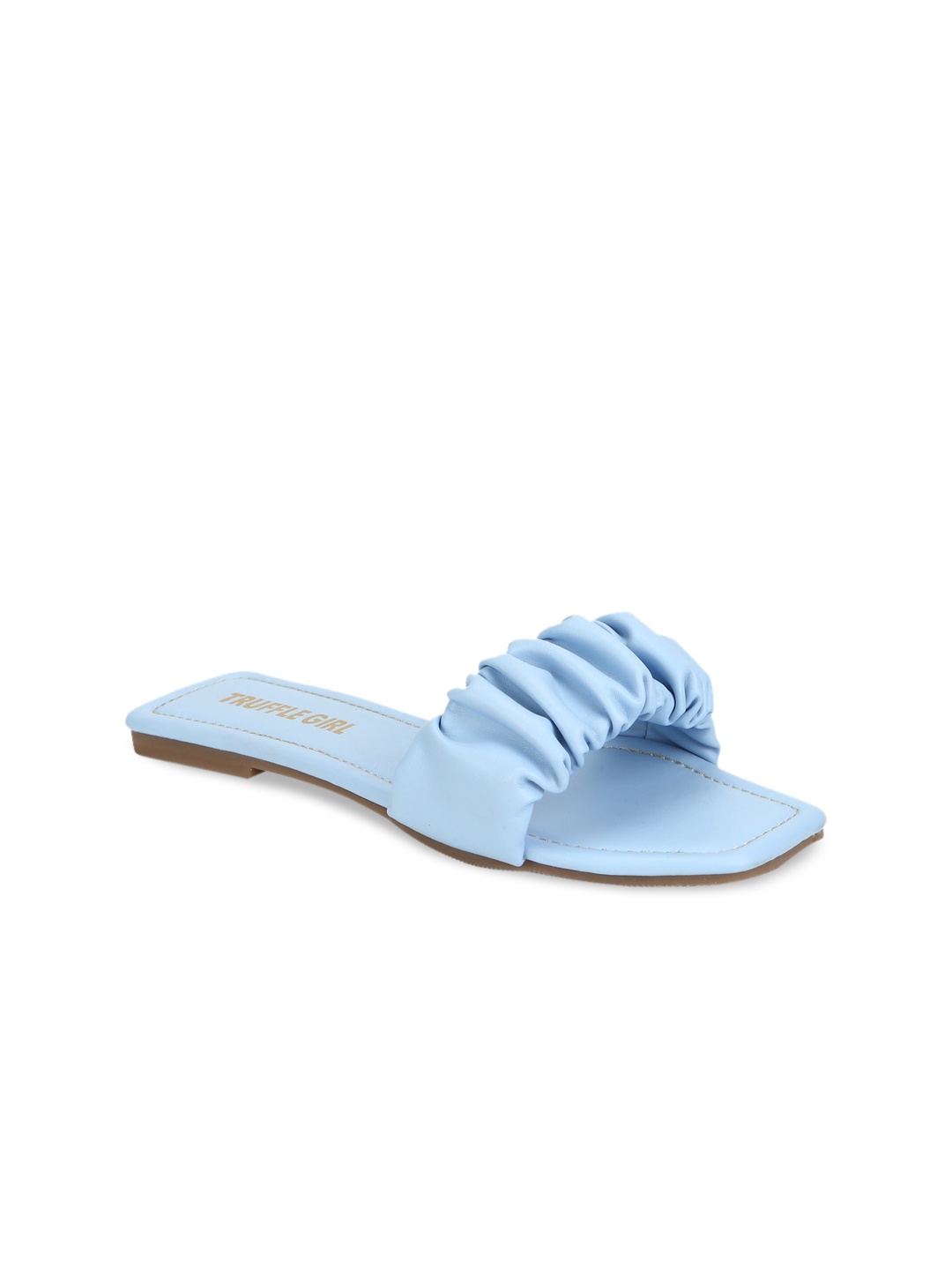 

Truffle Collection Women Blue Solid PU Open Toe Flats