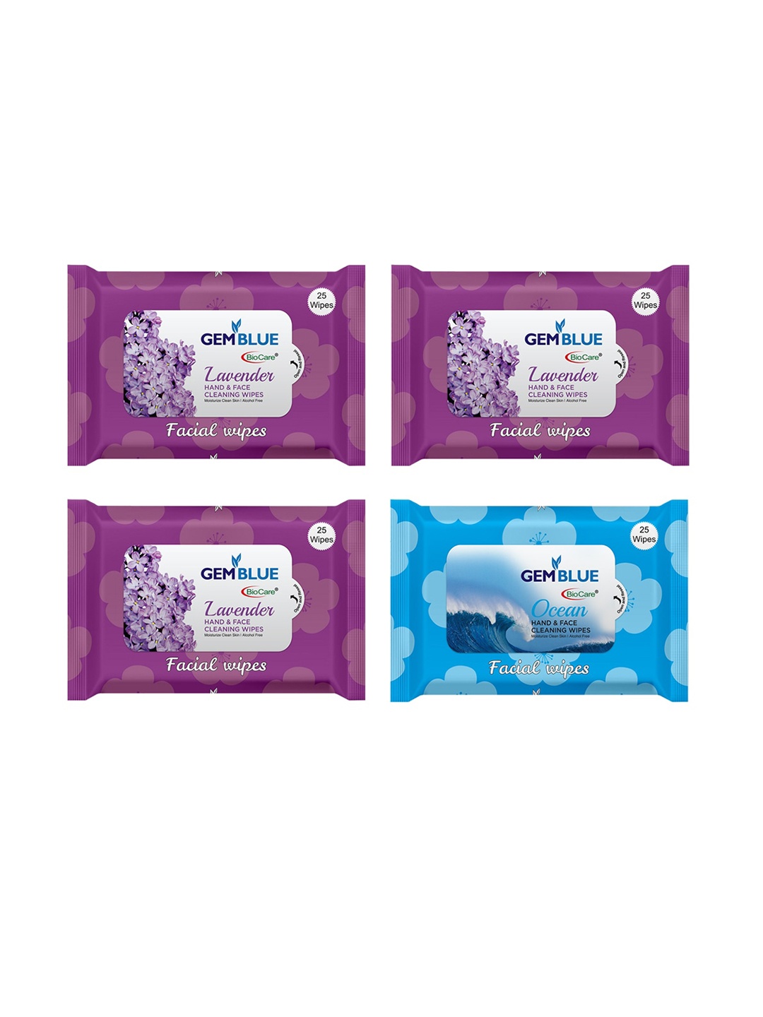 

GEMBLUE BioCare Set of 4 Lavender & Ocean Facial Wipes
