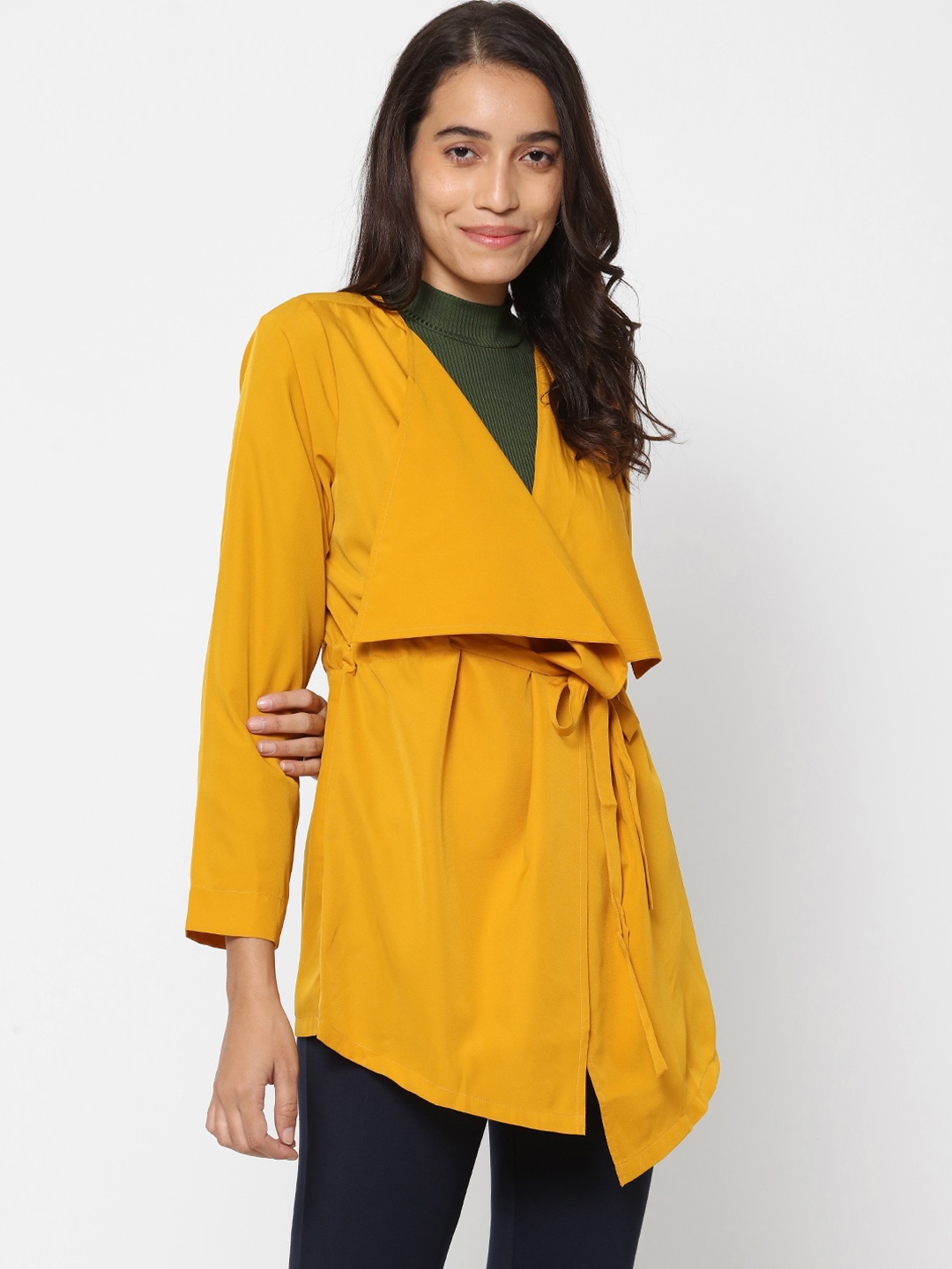 

FOREVER 21 Women Yellow Solid Tailored Jacket