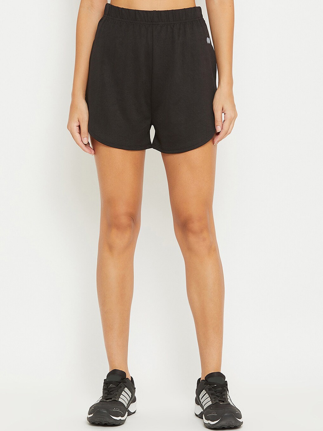 

Clovia Women Black Solid Slim Fit Sports Shorts