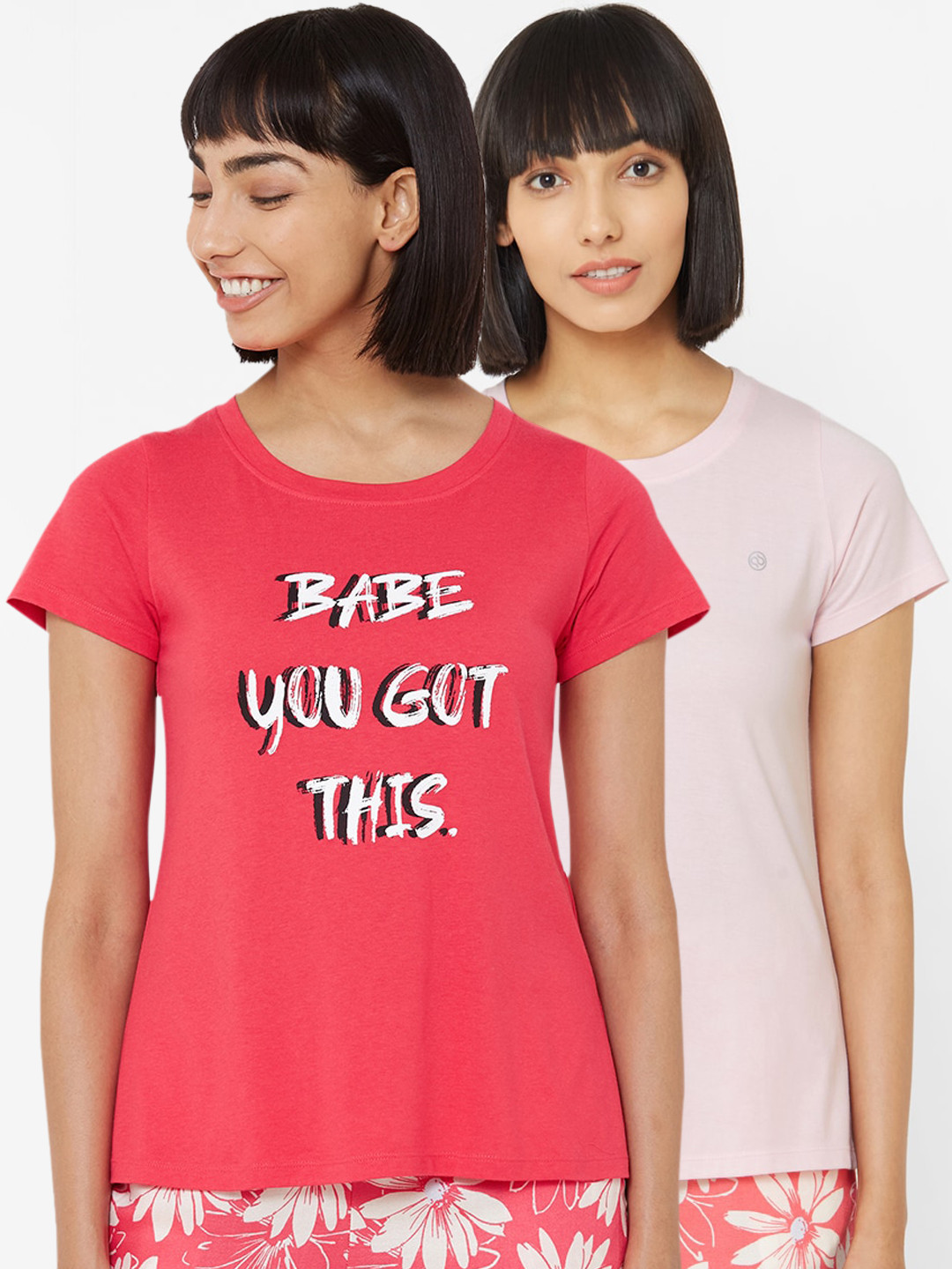 

Soie Women Pack Of 2 Lounge T-Shirts, Pink