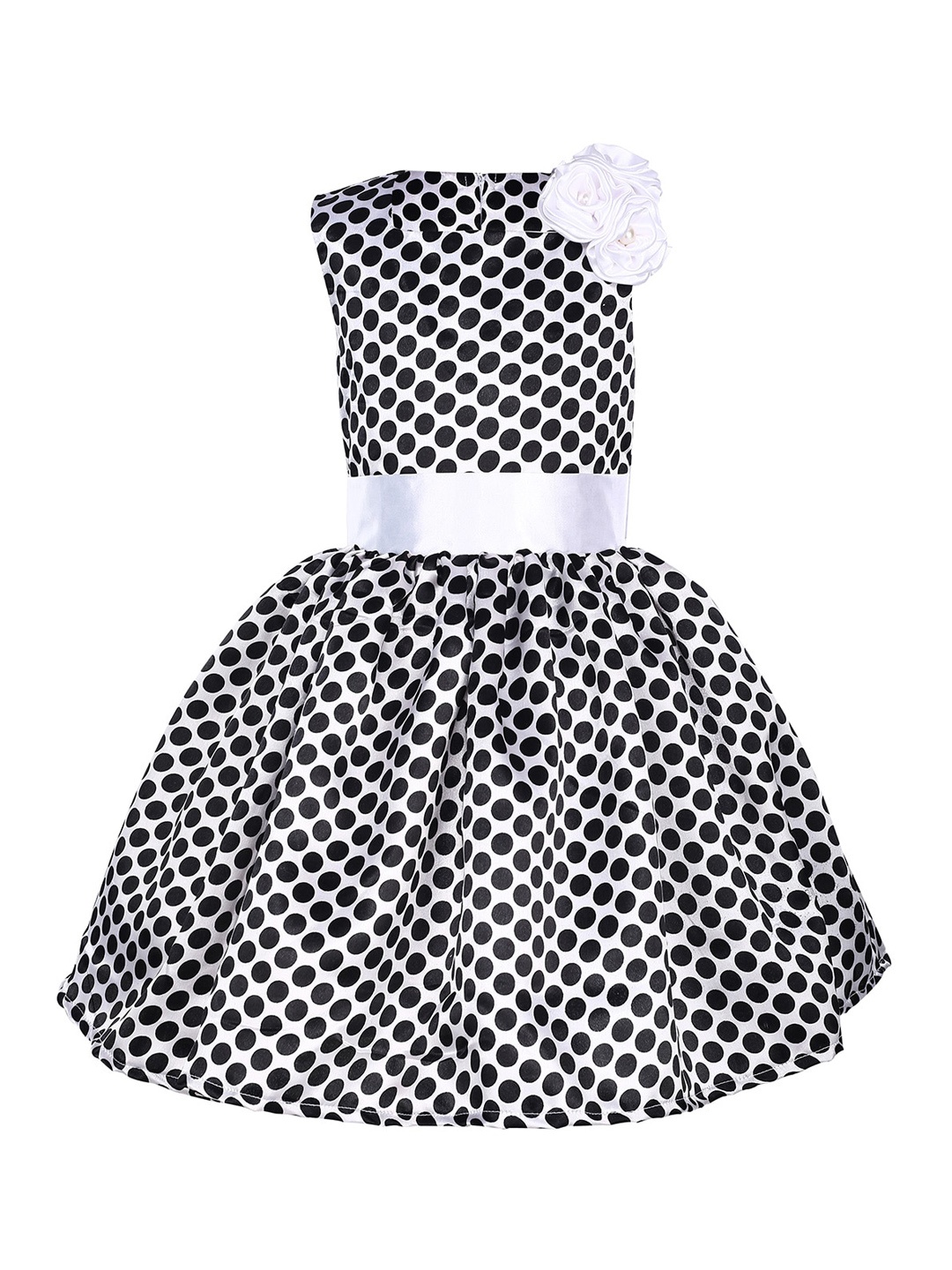 Samsara Couture Girls Black & White Printed Fit and Flare Dress
