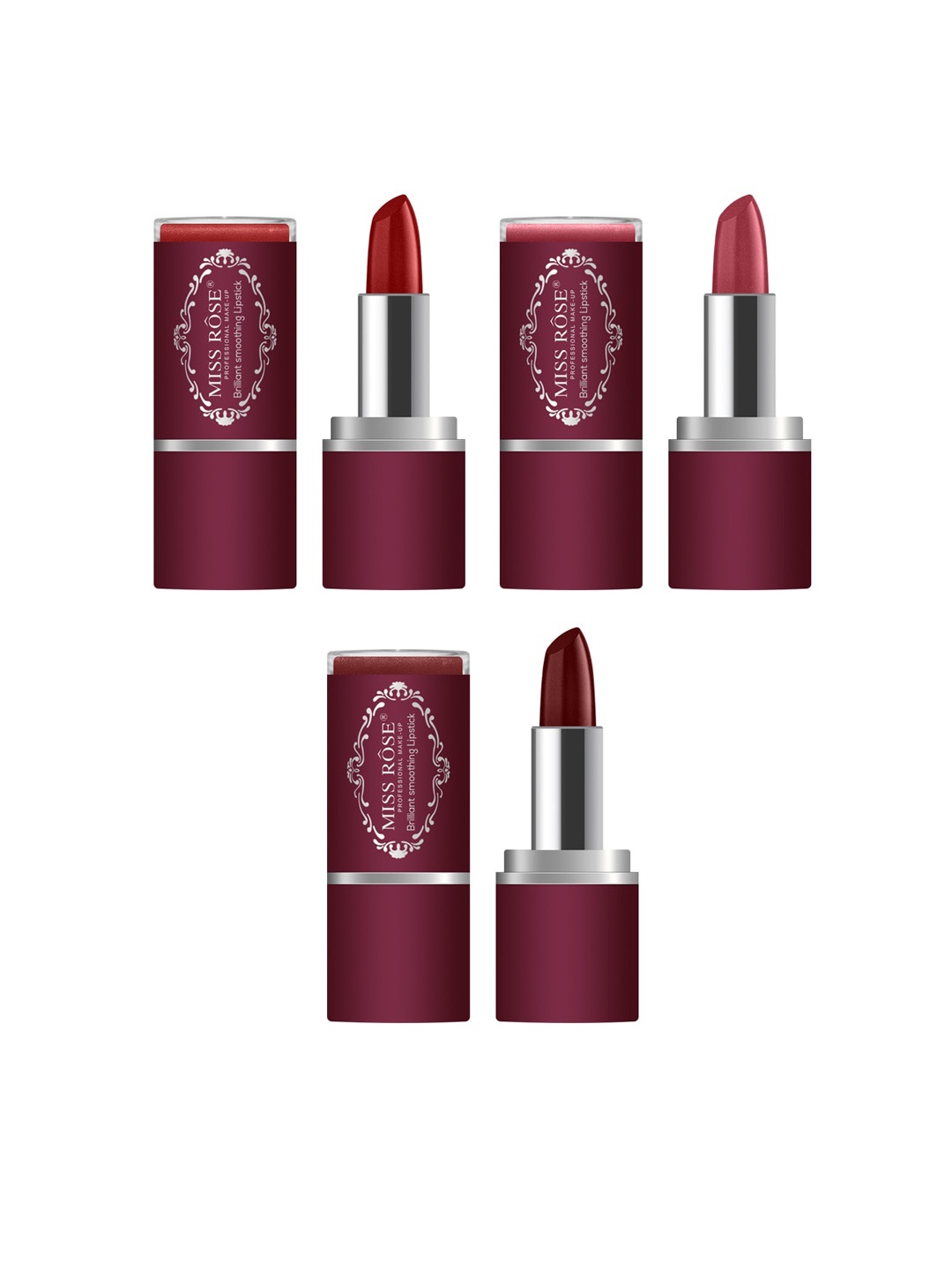 

MISS ROSE Set of 3 Brilliant Smoothing Lipsticks, Multi