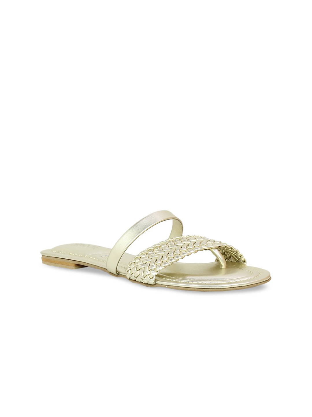 

Inc 5 Women Gold-Toned Solid Open Toe Flats