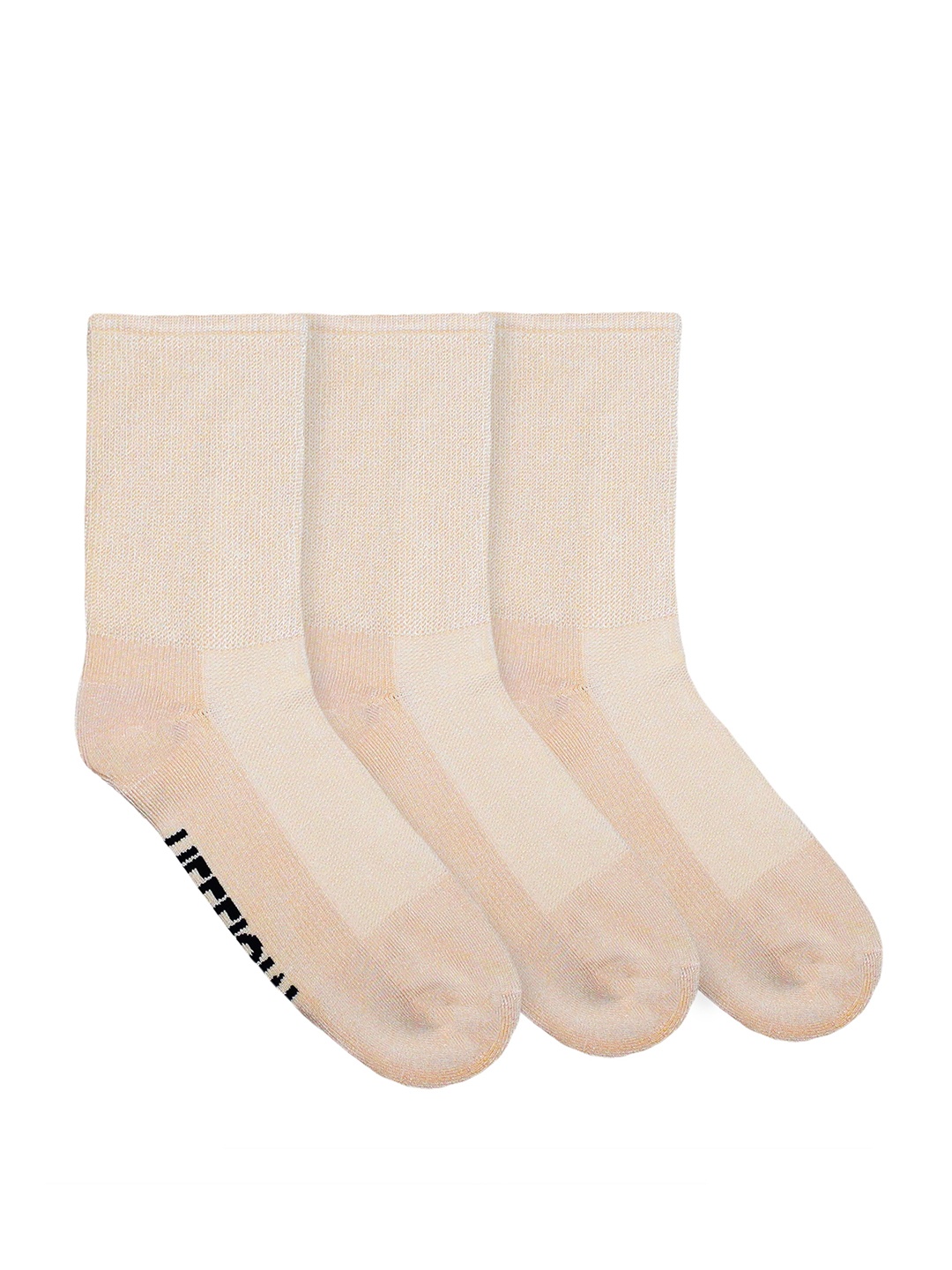 

Heelium Unisex Pack of 3 Beige Solid Bamboo Diabetic & Anti-Odour Calf-Length Socks