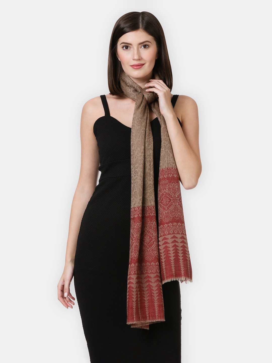 

Pashtush Women Brown & Red Woven Design Shawl