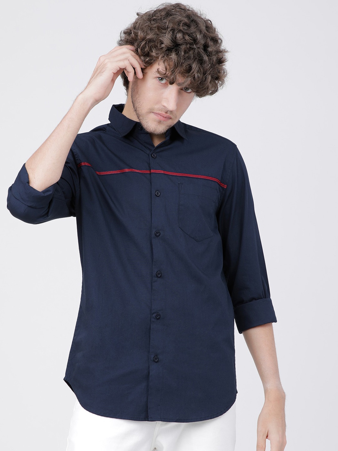 

HIGHLANDER Men Navy Blue Slim Fit Solid Casual Shirt