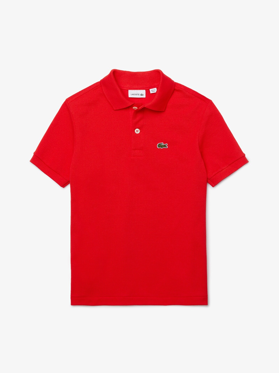Lacoste Boys Red Solid Polo Collar Pure Cotton T-shirt
