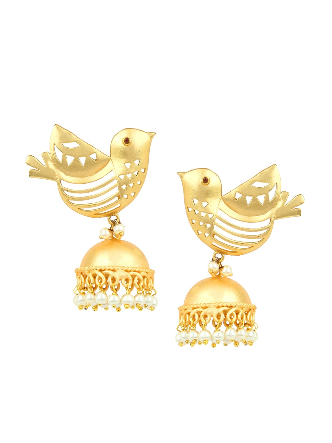 

Mali Fionna Gold-Toned & White Animal Shaped Jhumkas