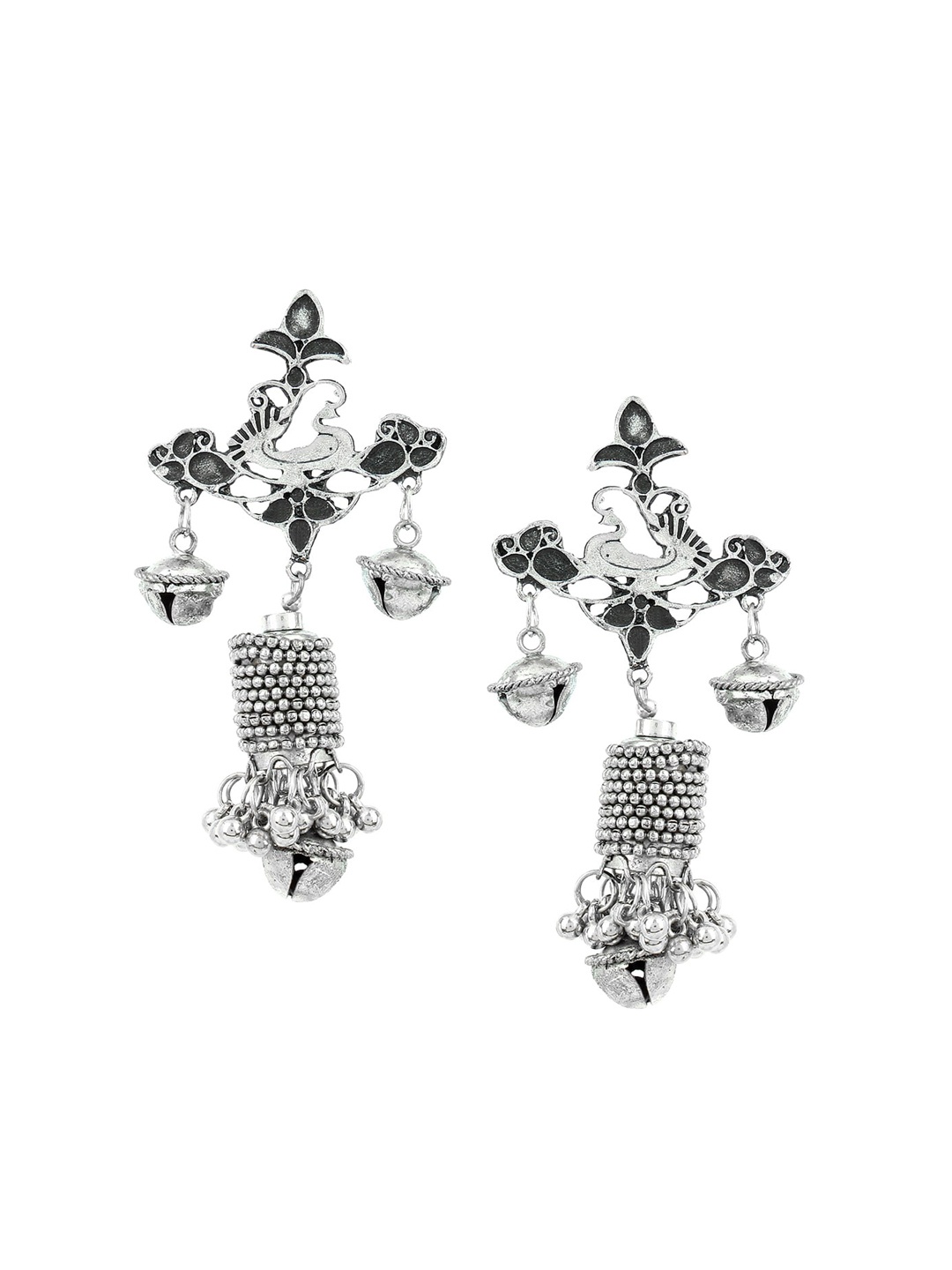 

Mali Fionna Silver-Toned Contemporary Drop Earrings