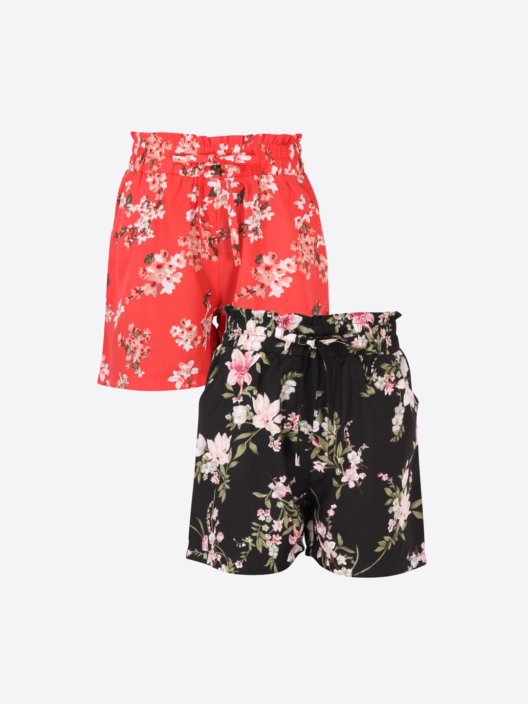 

CUTECUMBER Girls Black Pack Of Printed Regular Fit Shorts