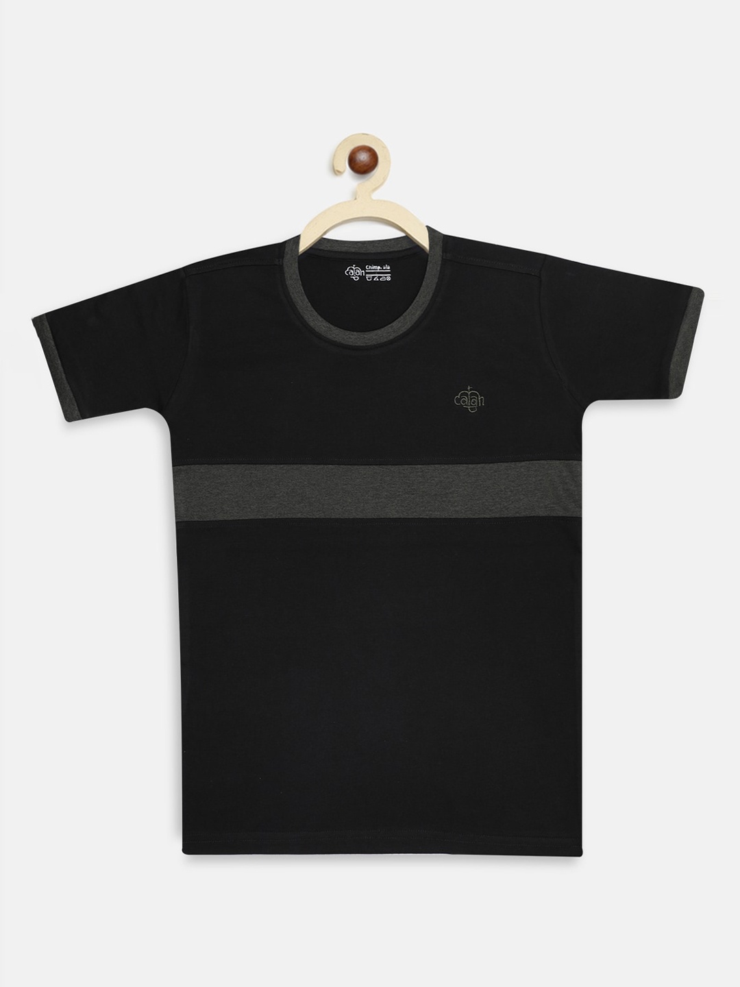 

CHIMPRALA Boys Olive Green Solid Round Neck T-shirt