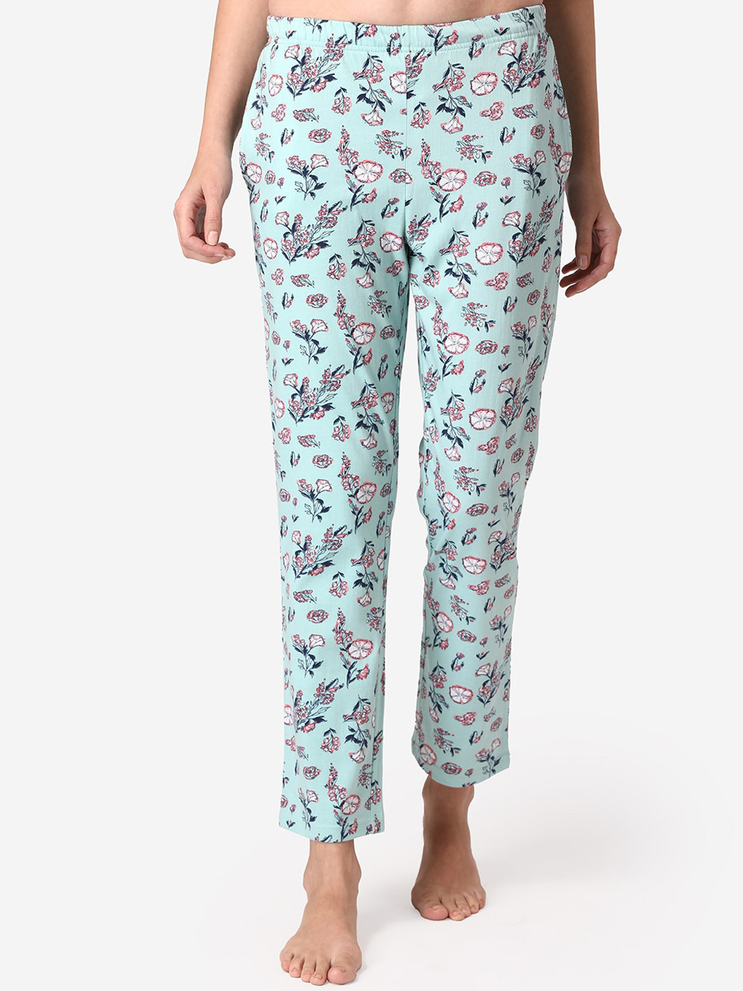 

Vami Women Blue & White Cotton Printed Lounge Pants