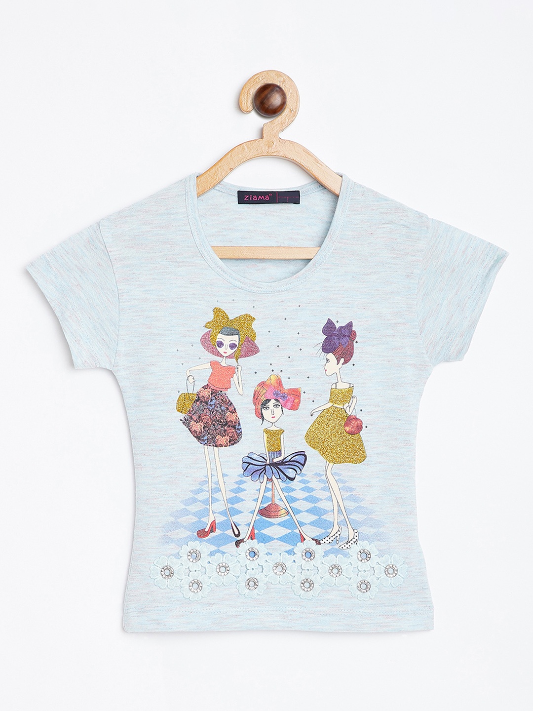 

Ziama Blue Printed Regular Top