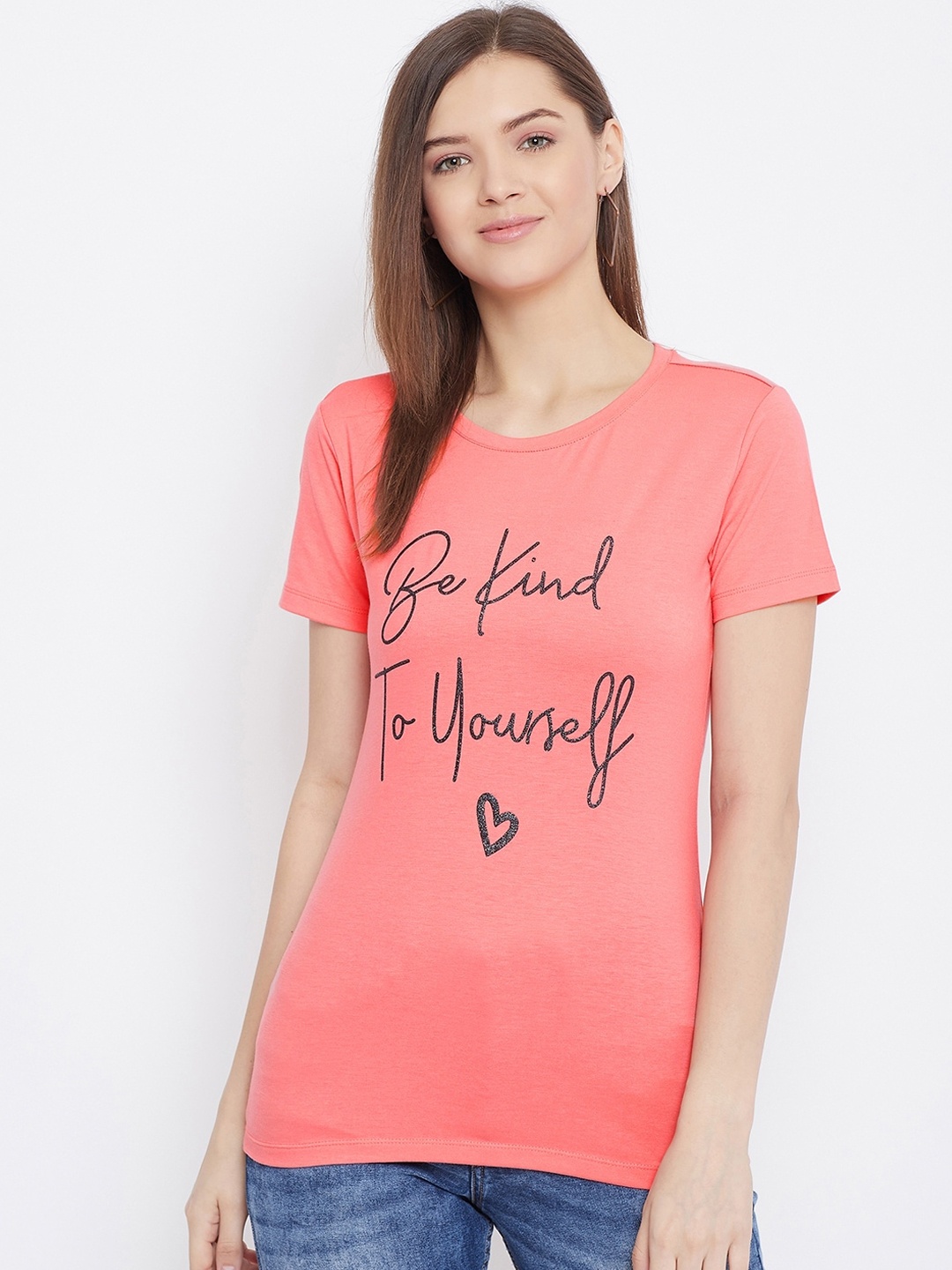 

Bishop Cotton Women Pink Printed Round Neck T-shirt