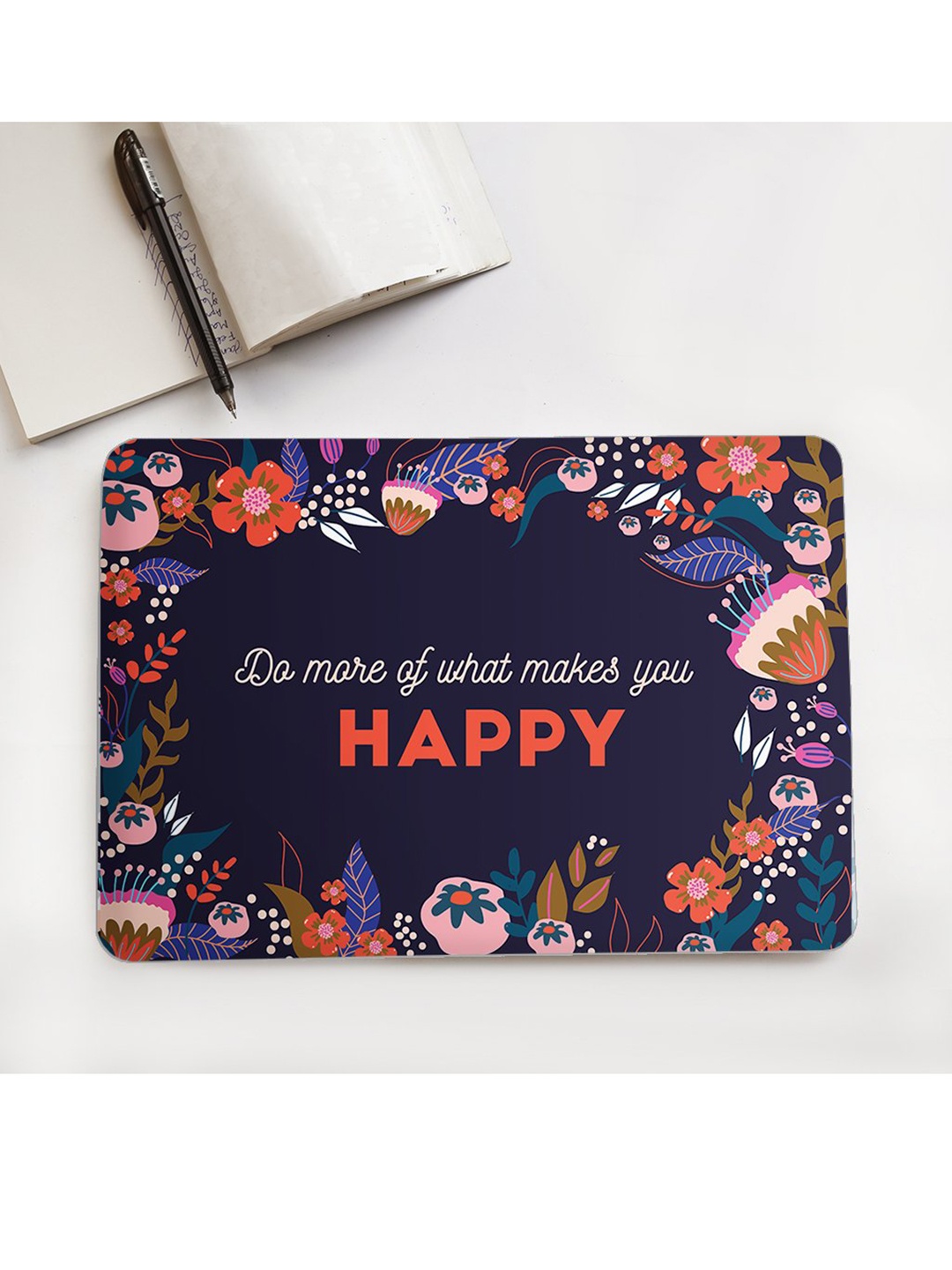 

happywagon Navy Blue Printed Happy Florals Laptop Skin