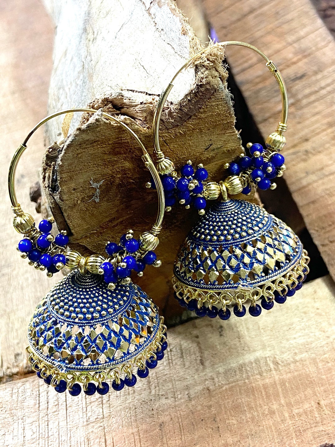 

ANIKAS CREATION Blue Contemporary Jhumkas