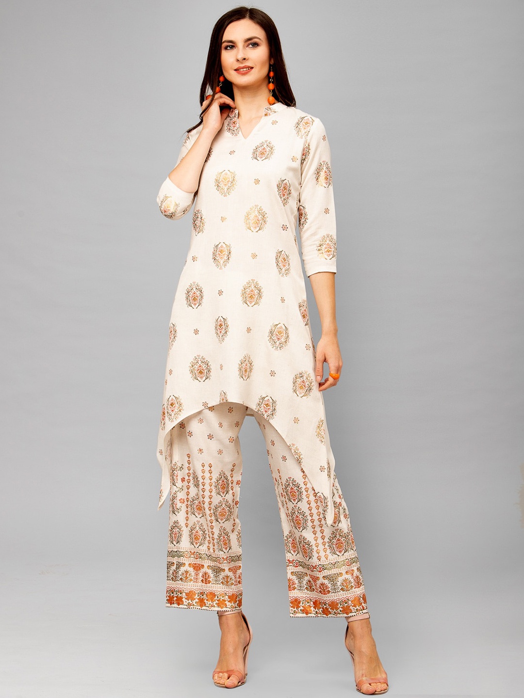 

SANISA Women Off-White Printed Kurta with Palazzos