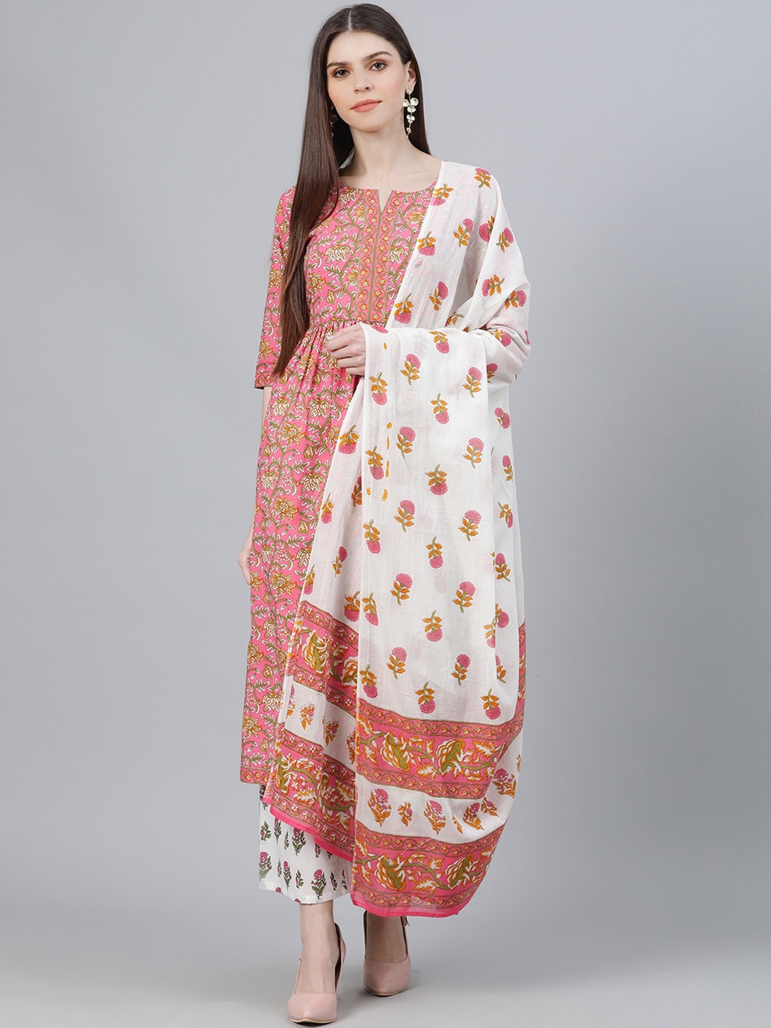 

Libas Women Multicoloured Printed Kurta with Palazzos & Dupatta, Multi