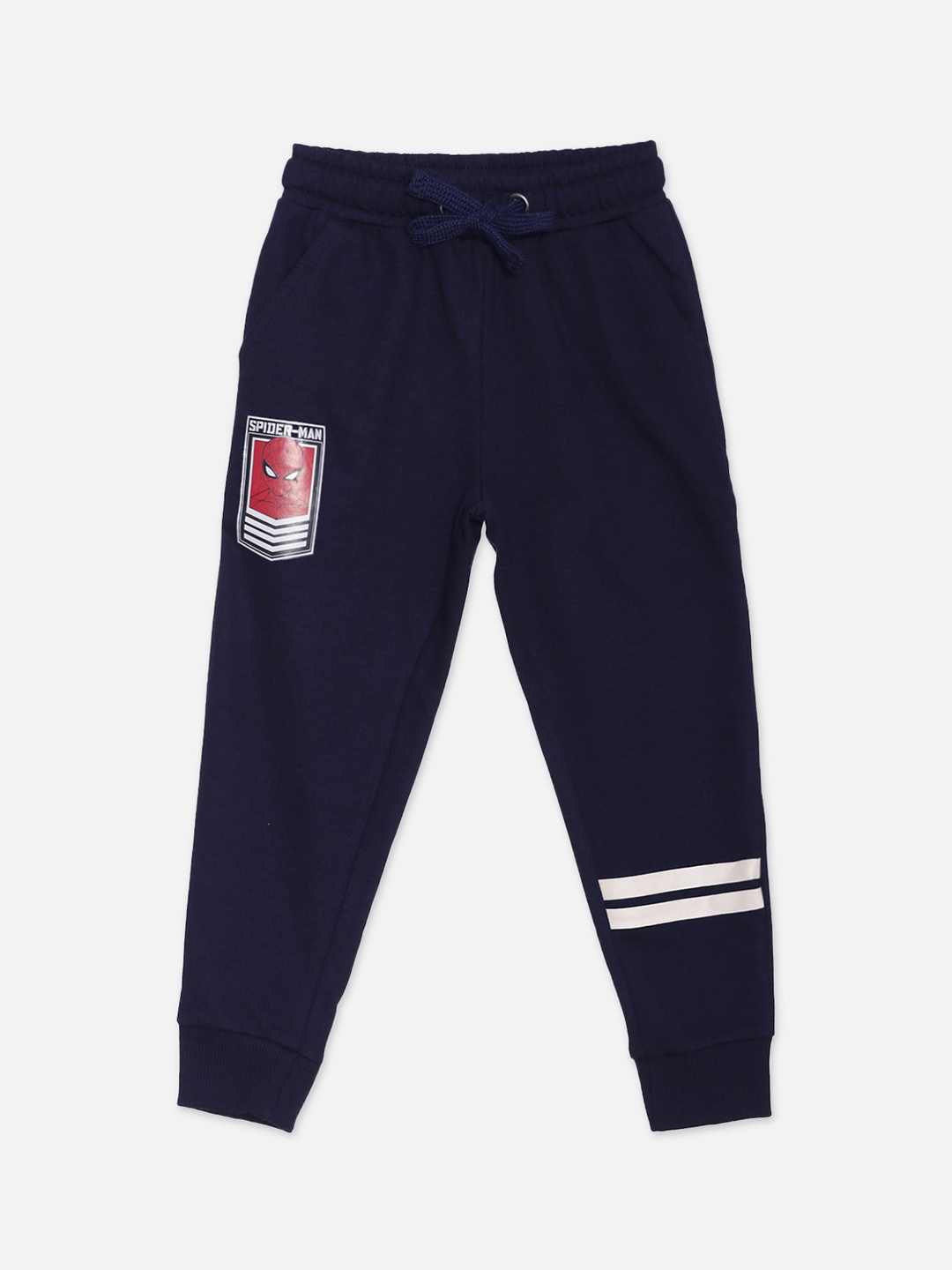 

Kids Ville Boys Navy Blue Spiderman Printed Pure Cotton Solid Joggers