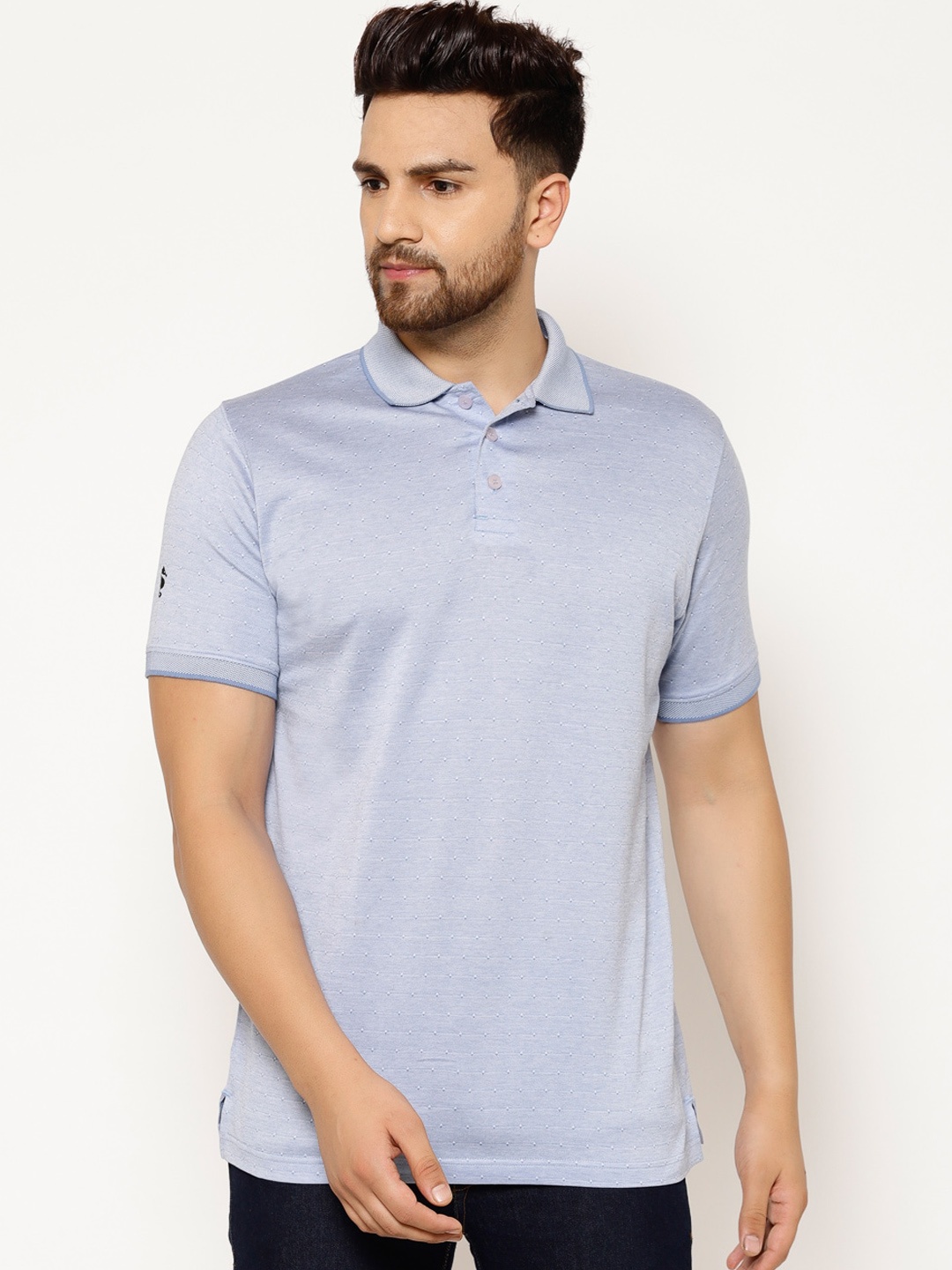 

EPPE Men Blue Solid Polo Collar T-shirt