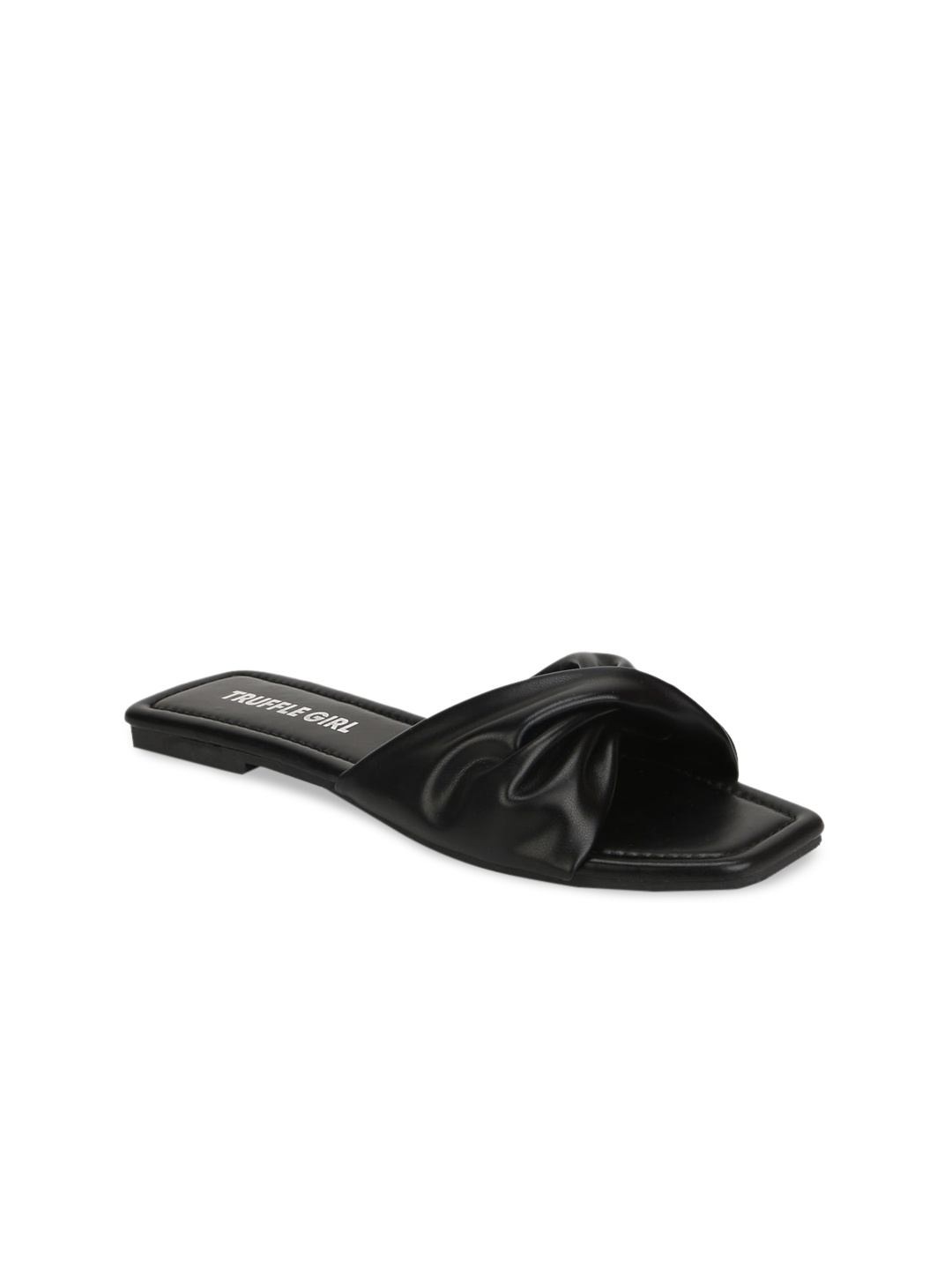 

Truffle Collection Women Black Solid PU Open Toe Flats