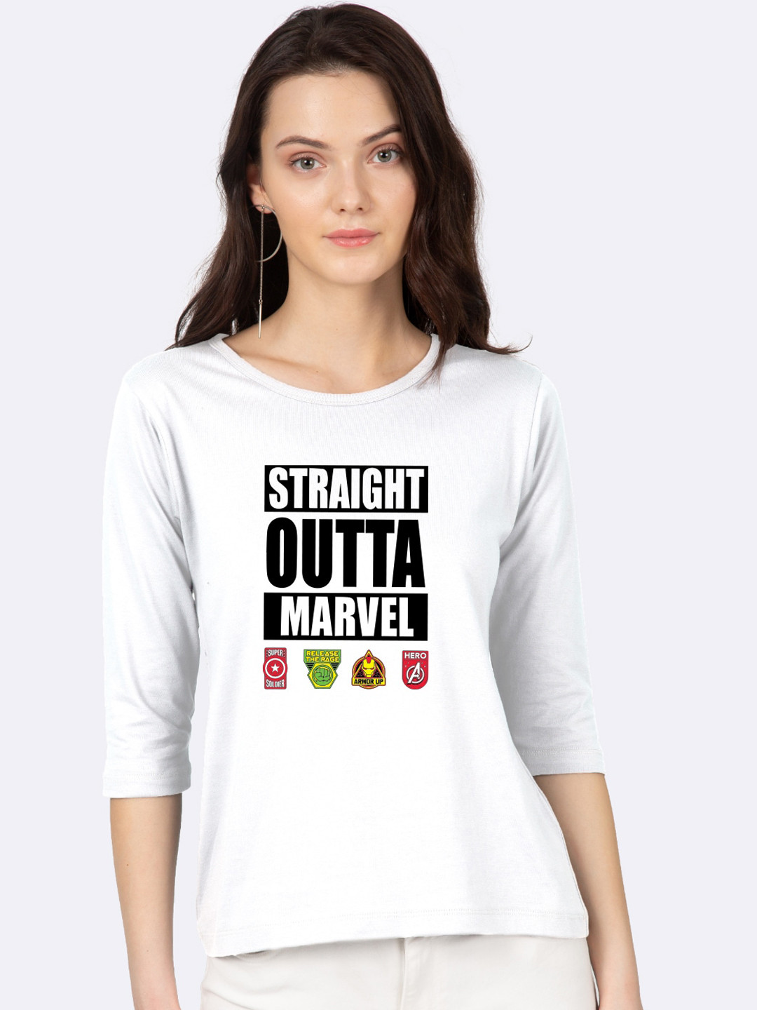

Bewakoof Women White Printed Round Neck T-shirt