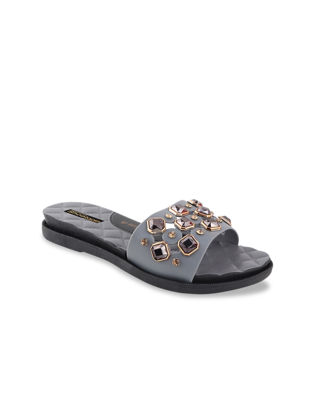 

Shoetopia Girls Grey Embellished Open Toe Flats