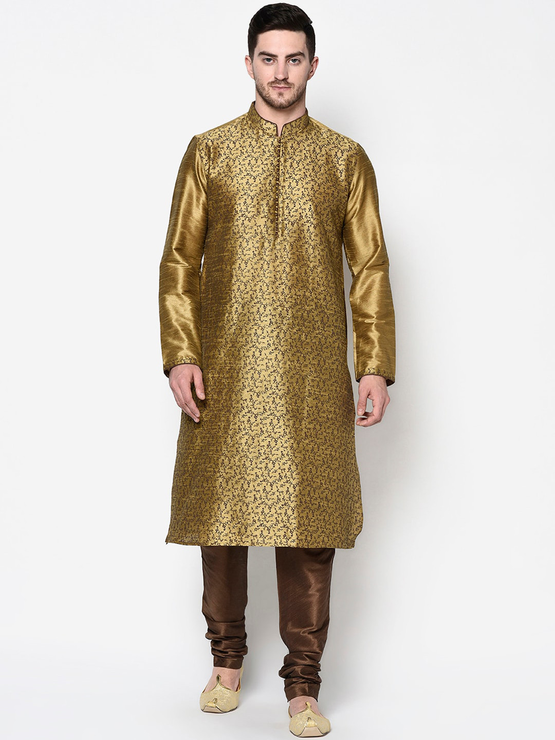 

DEYANN Men Brown Ethnic Motifs Printed Kurta