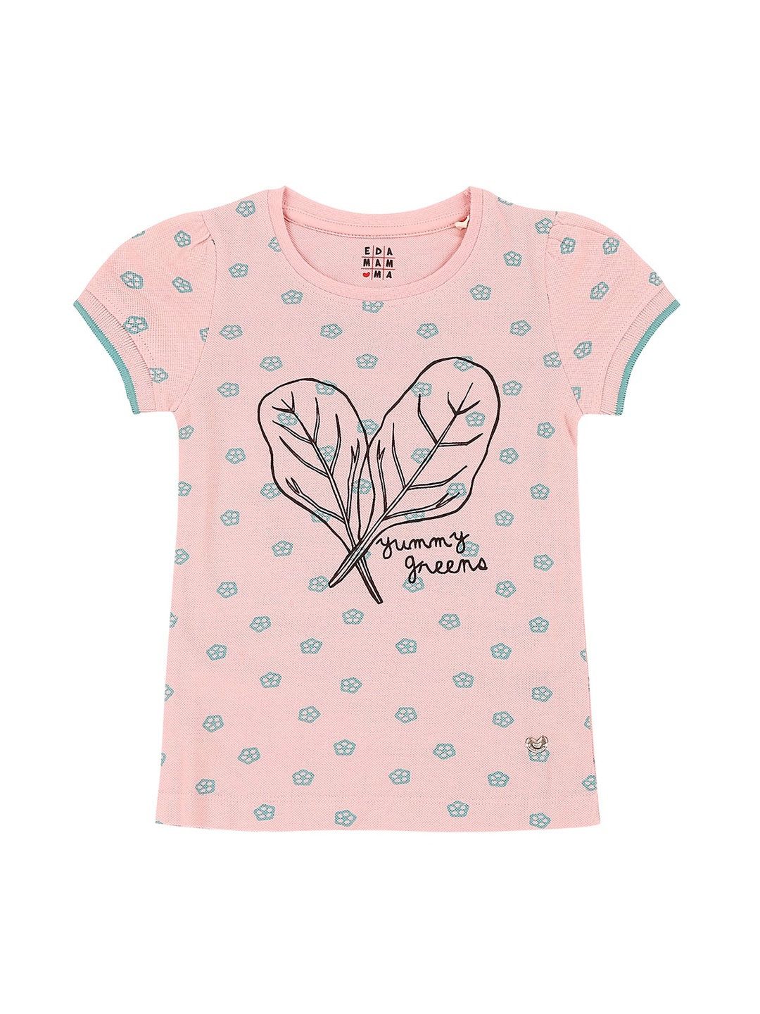 

Ed-a-Mamma Girls Pink Printed Round Neck Sustainable T-shirt