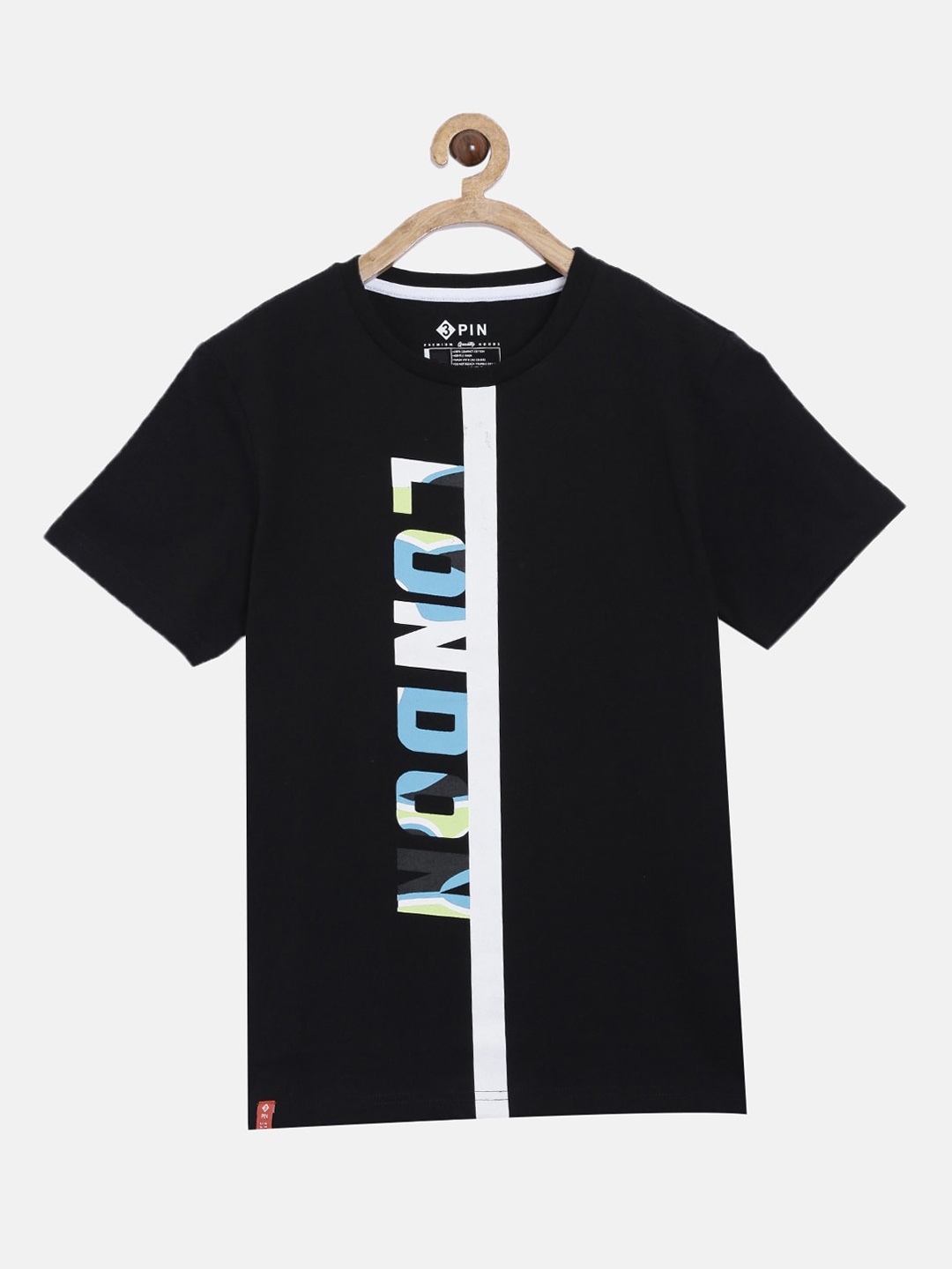 

3PIN Boys Black Printed Round Neck T-shirt