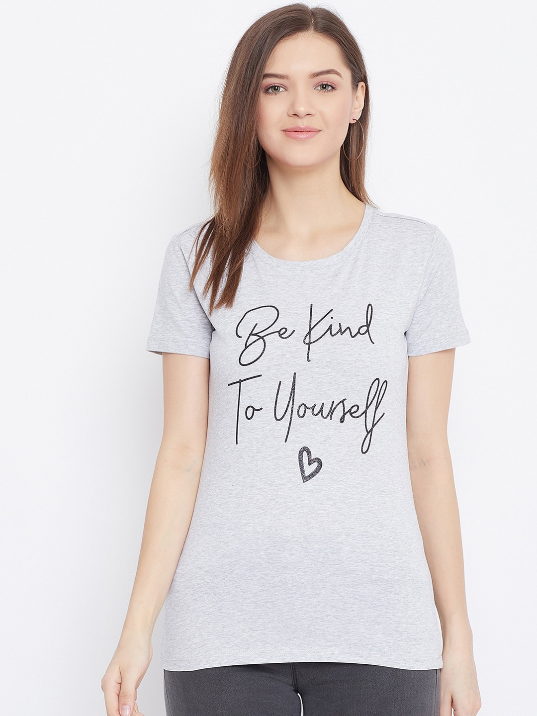 

Bishop Cotton Women Grey Printed Round Neck T-shirt