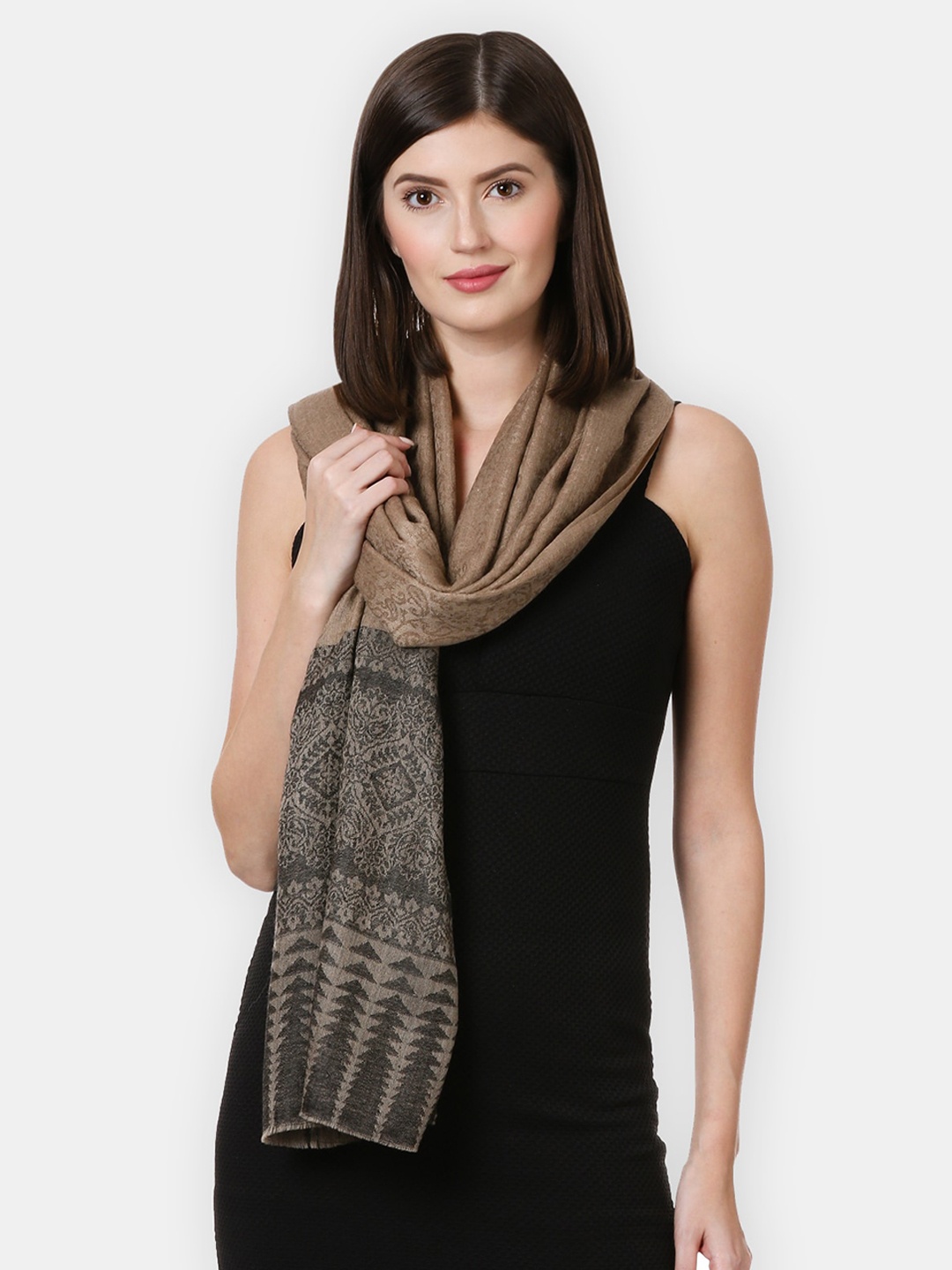 

Pashtush Women Brown & Black Woven Design Shawl