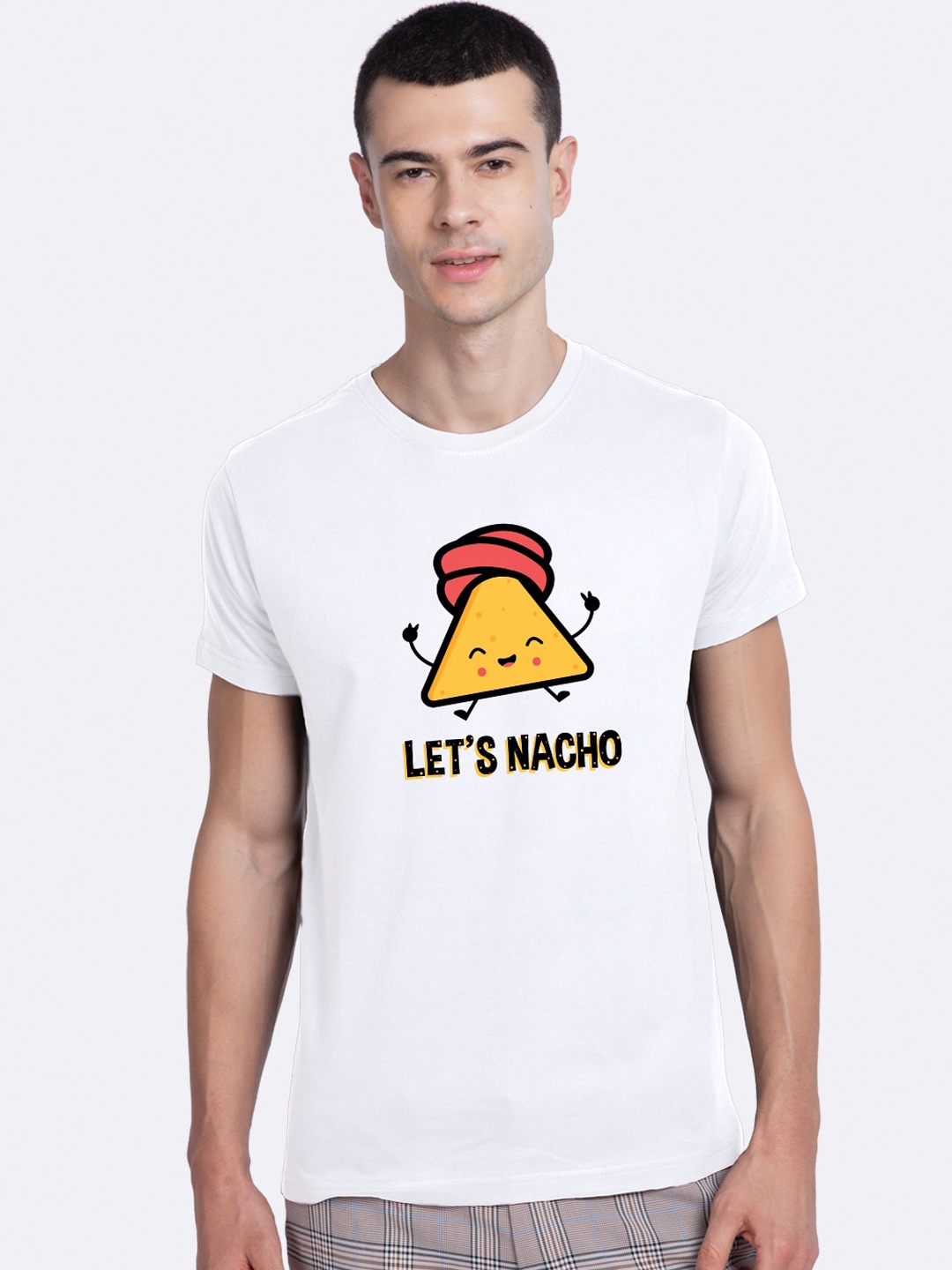

Bewakoof Men White Printed Round Neck T-shirt
