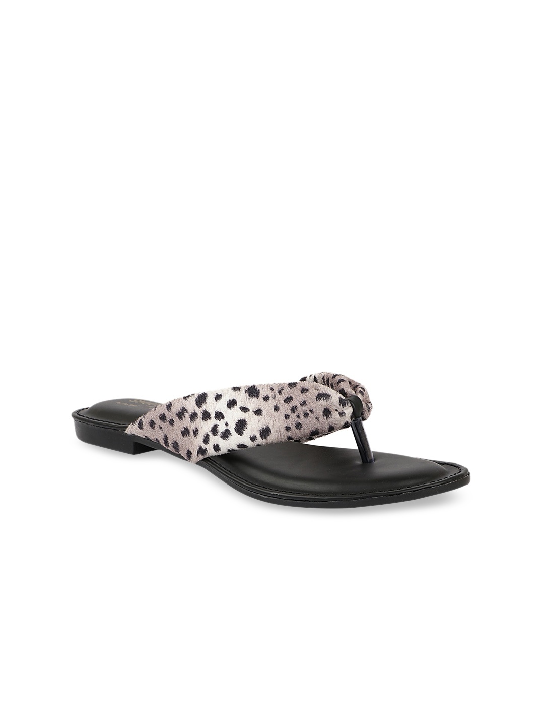

Shoetopia Women Grey Printed T-Strap Flats