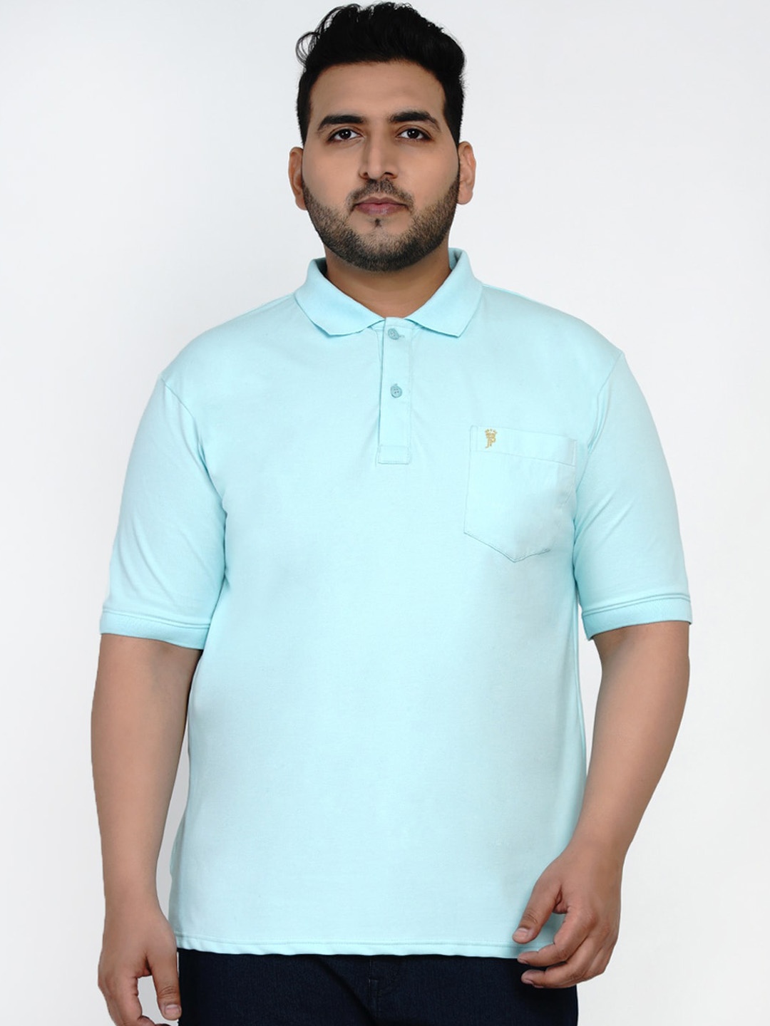 

John Pride Plus Size Polo Collar T-shirt, Blue