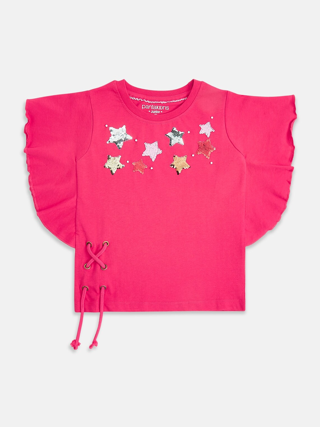 

Pantaloons Junior Girls Pink Printed Round Neck T-shirt