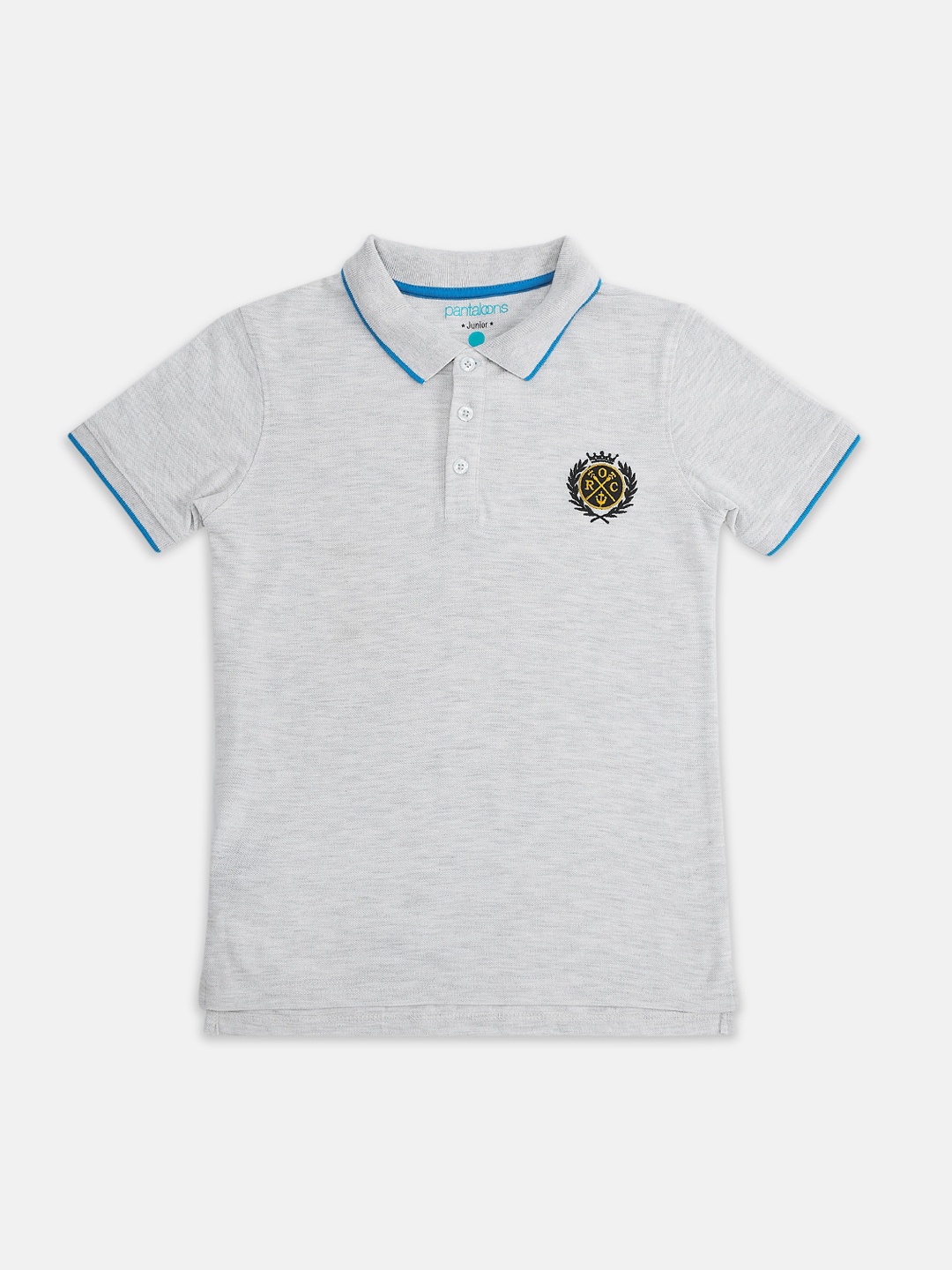 

Pantaloons Junior Boys Grey Melange Solid Polo Collar T-shirt