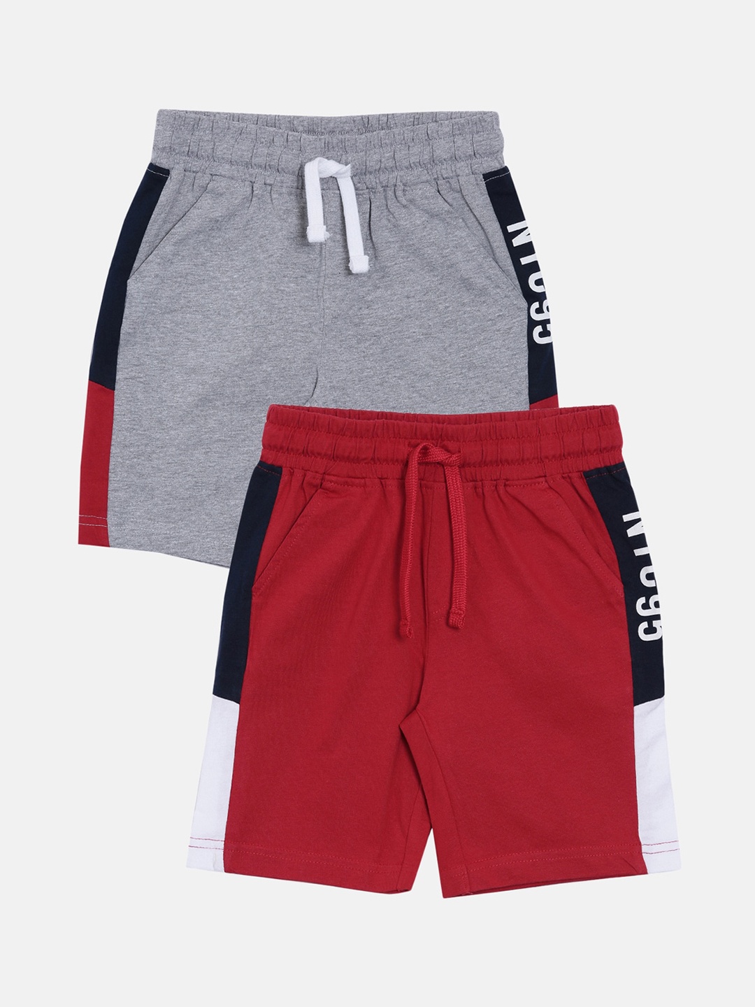 

3PIN Boys Pack of 2 Colourblocked Regular Fit Regular Shorts, Grey