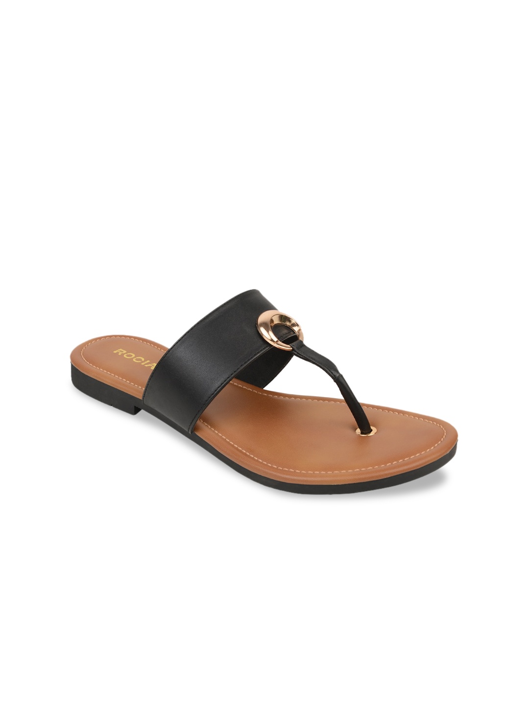 

Rocia Women Black Solid T-Strap Flats