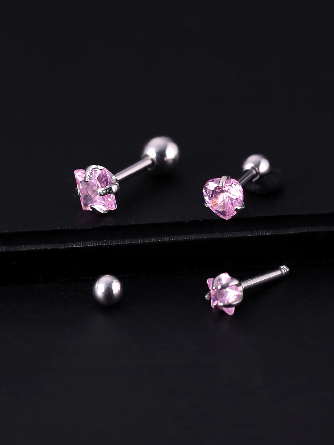Yellow Chimes Set of 3 Pink Contemporary Studs Earring