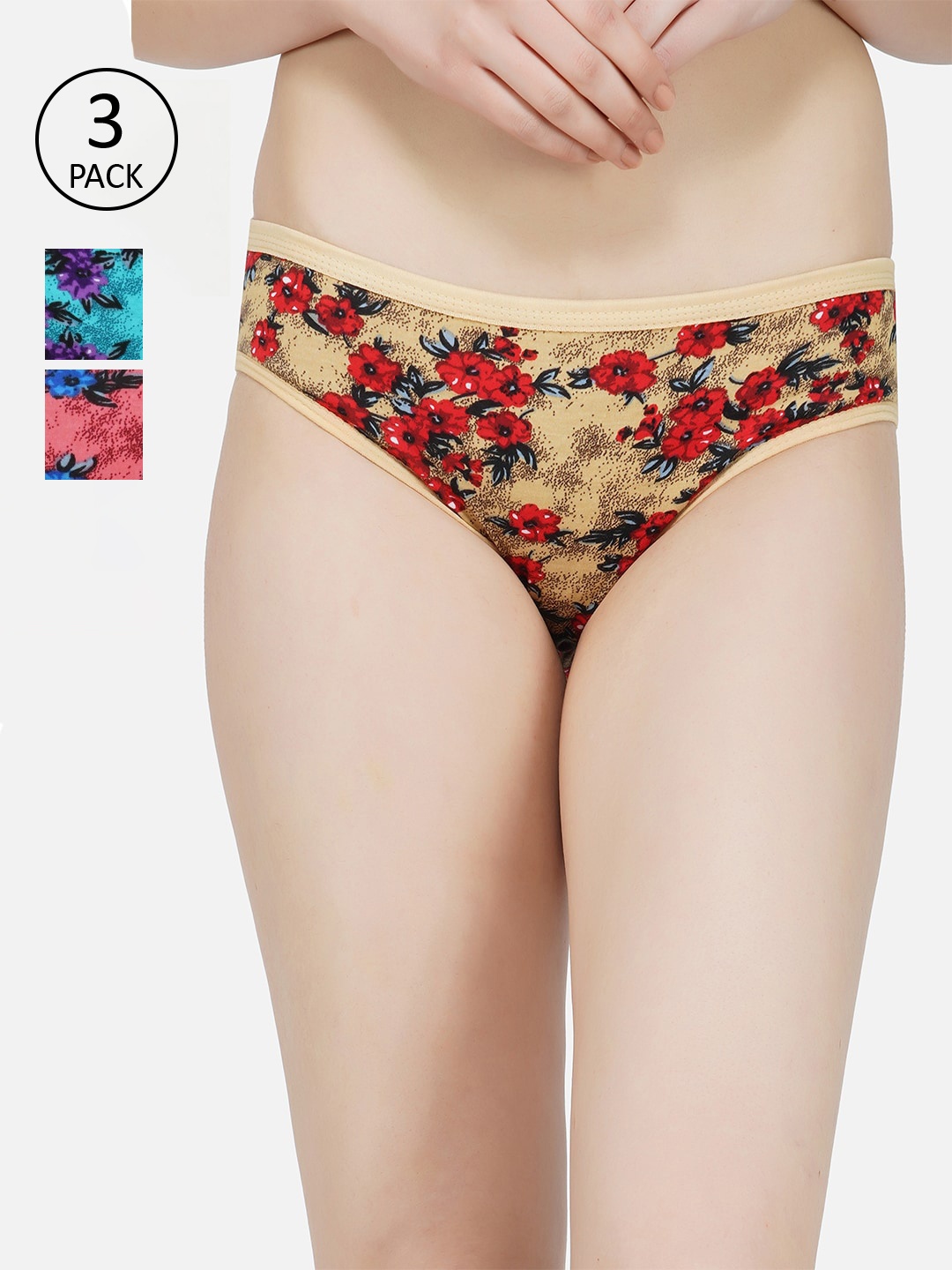

PHWOAR Women Pack Of 3 Assorted Hipster Briefs PT_01_